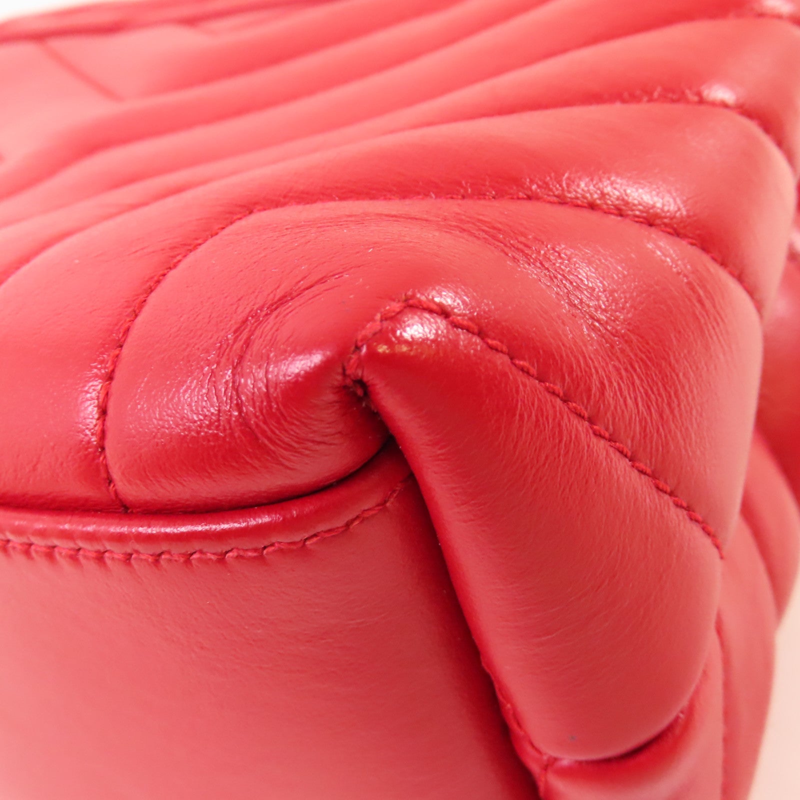 YVES SAINT LAURENT 斜紋牛皮皮革Shoulder Bag金扣鏈帶肩背袋紅色