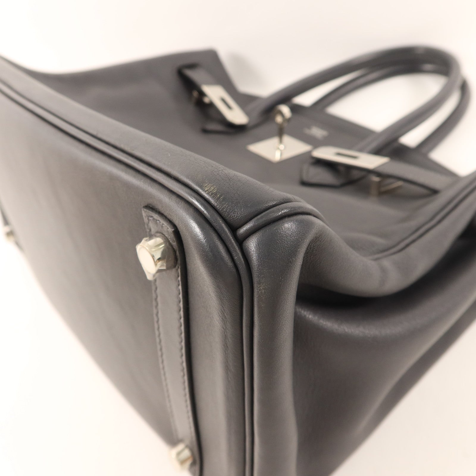 HERMES Swift皮革Birkin 30銀扣手挽袋Graphite
