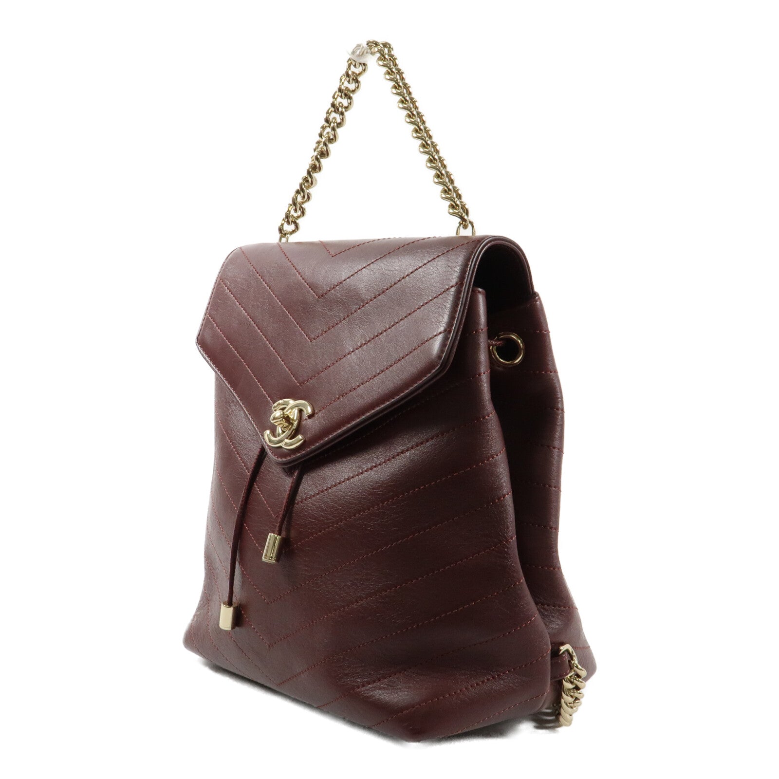 CHANEL 牛皮皮革BackPac金扣鏈帶背包