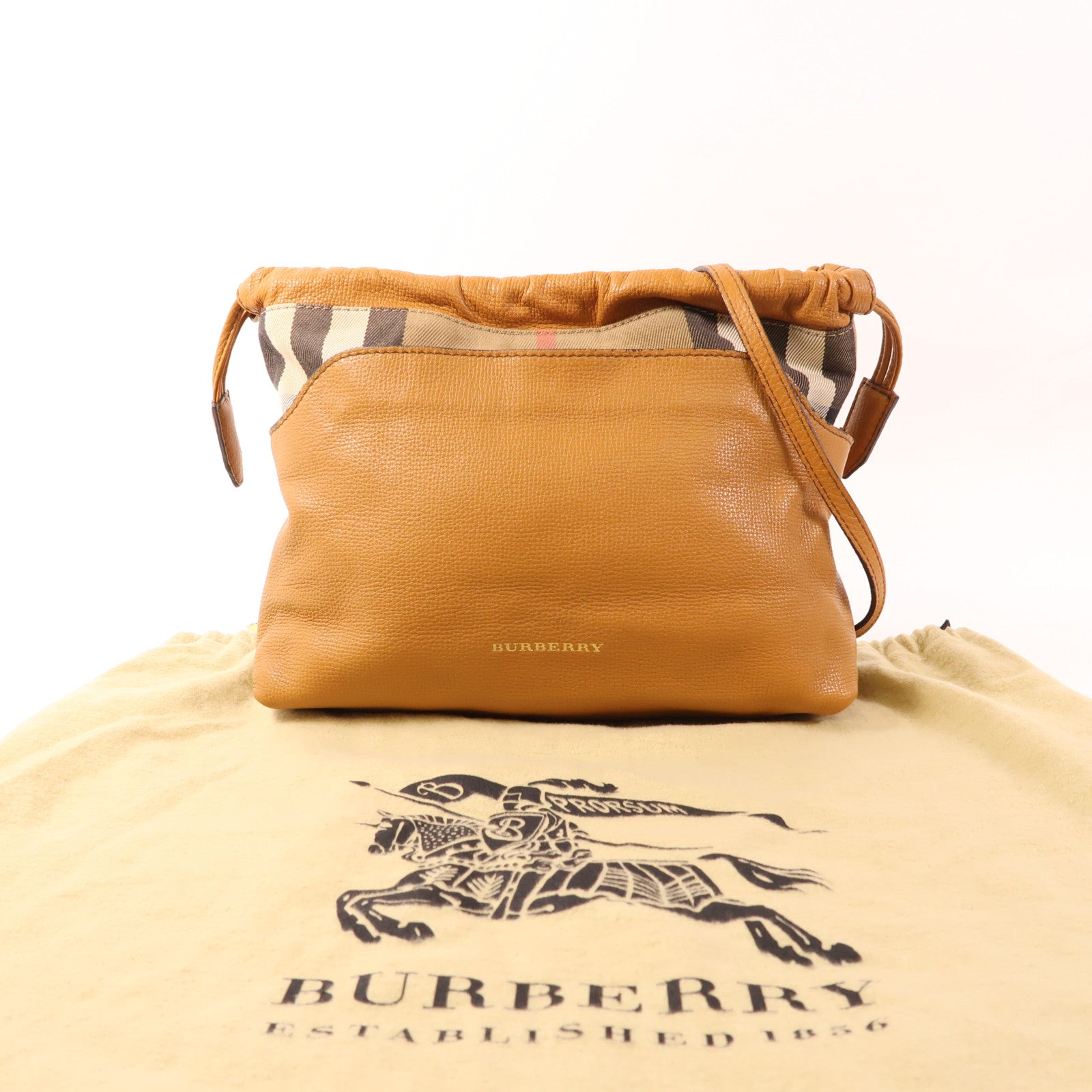 BURBERRY 帆布/牛皮皮革Shoulder Bag金扣肩背袋