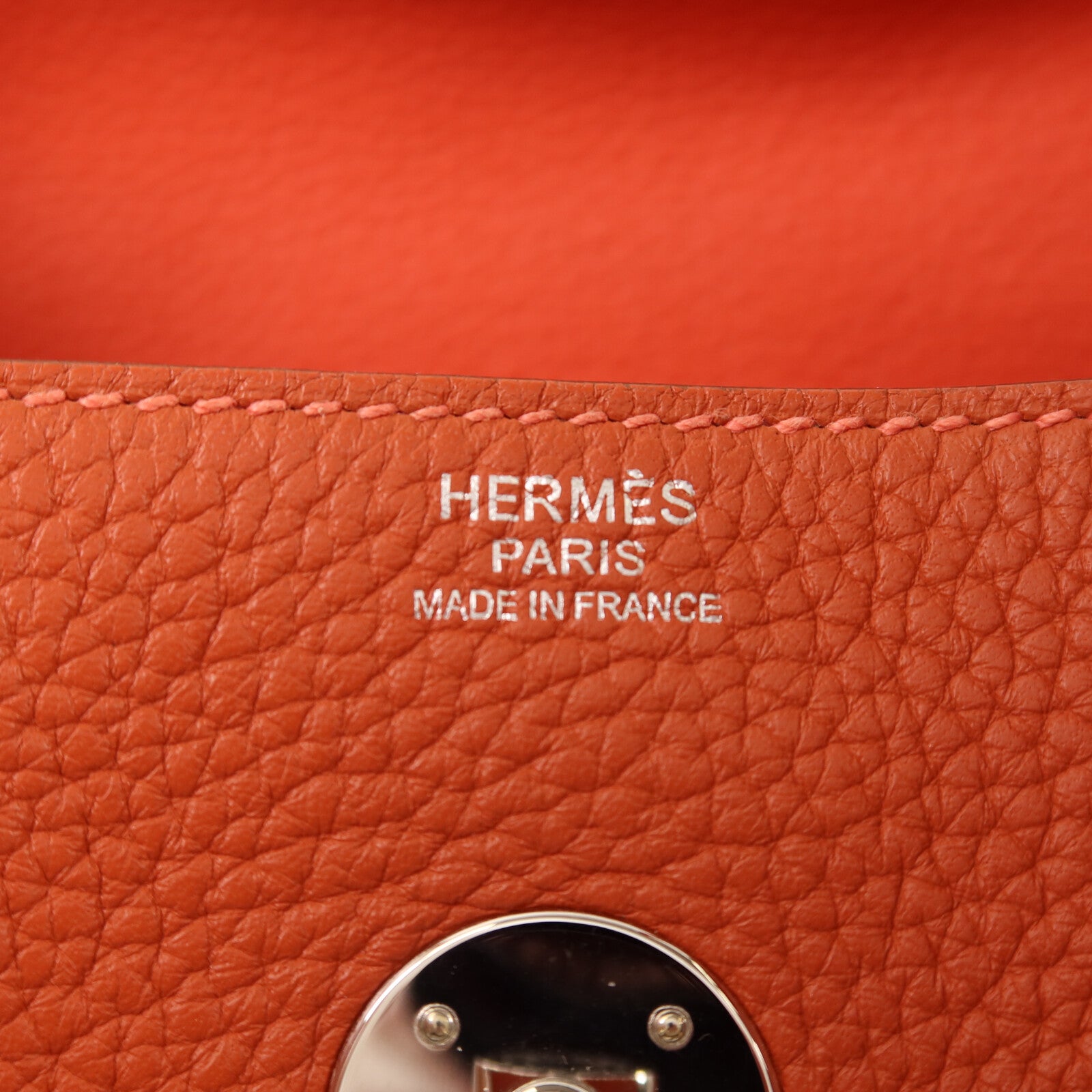 HERMES Togo皮革Lindy 30銀扣手挽肩背兩用袋Capucine