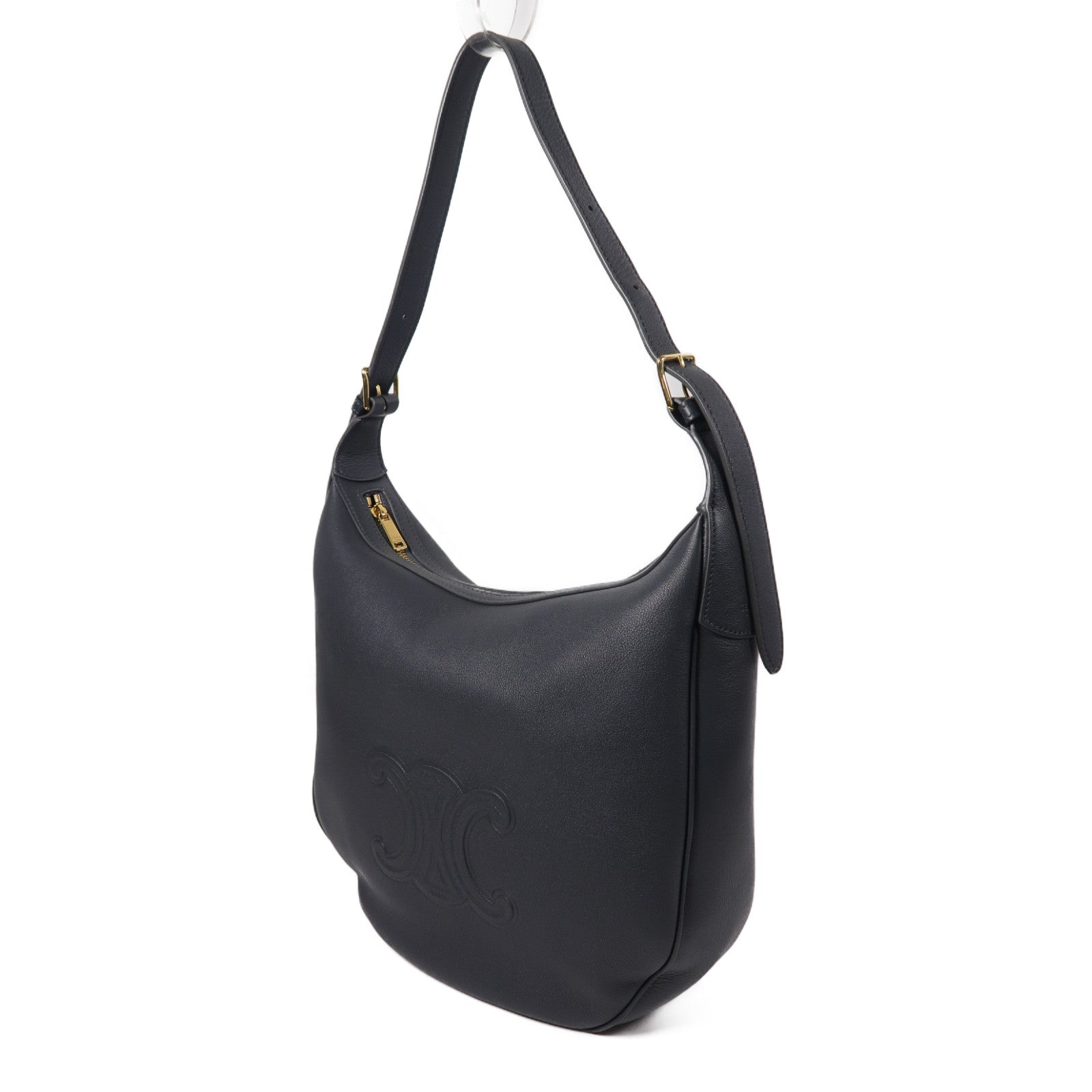 CELINE 牛皮皮革Heloise Bag金扣手挽袋灰色