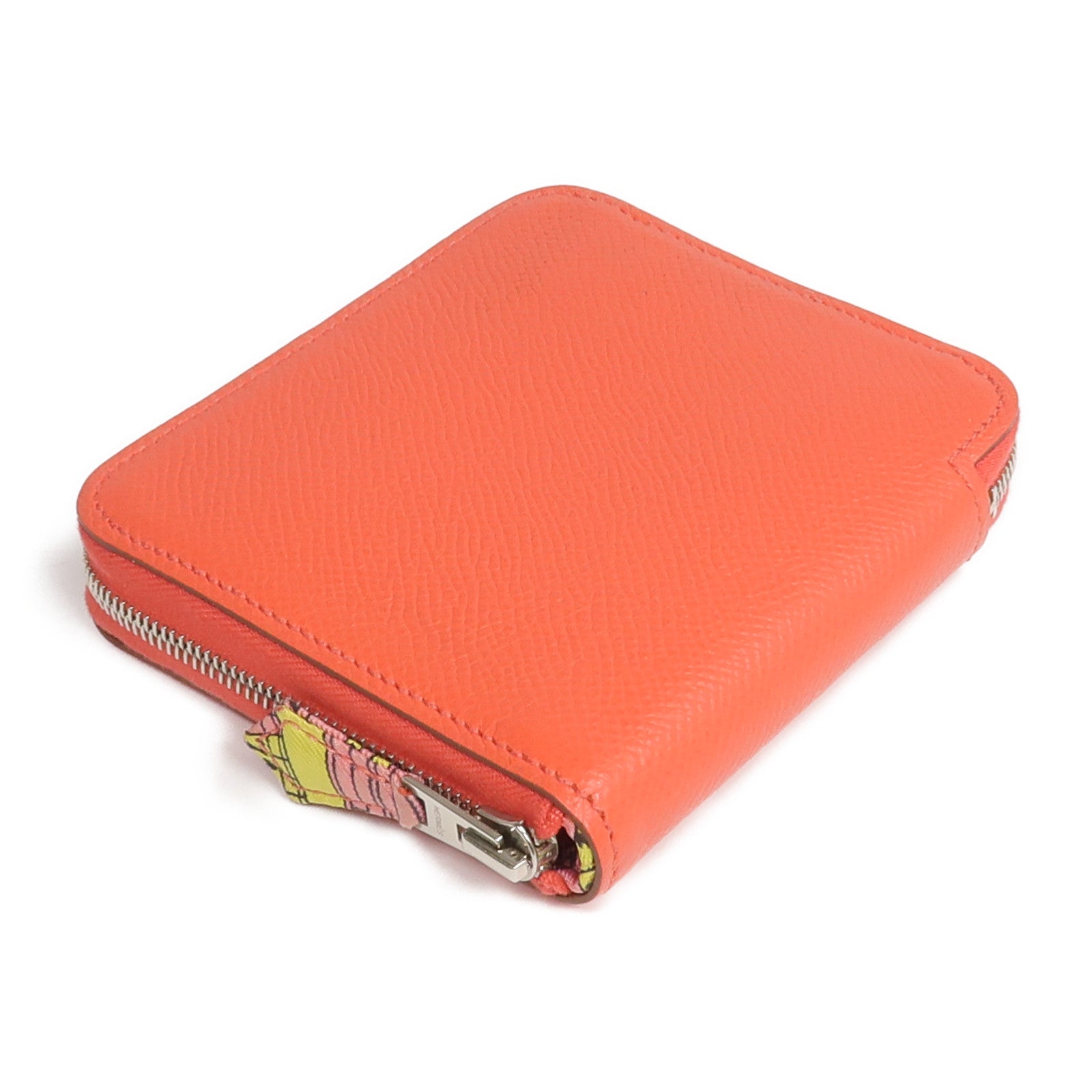 HERMES Epsom皮革/絲質Silk'In Compact Wallet錢包Rose Jaipur
