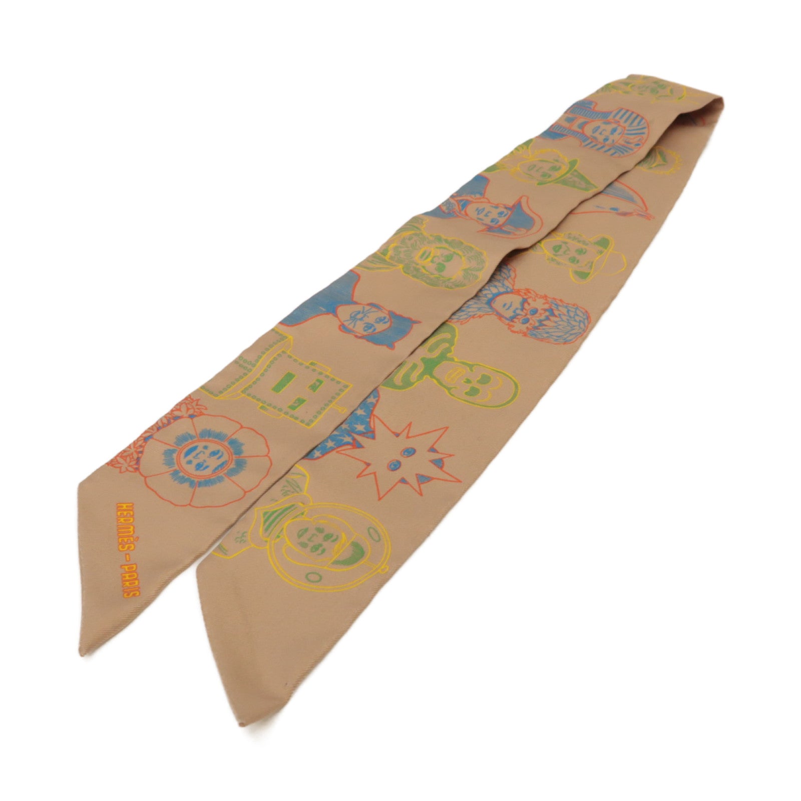 HERMES 【激減優惠】絲質Twilly絲巾金色/彩色