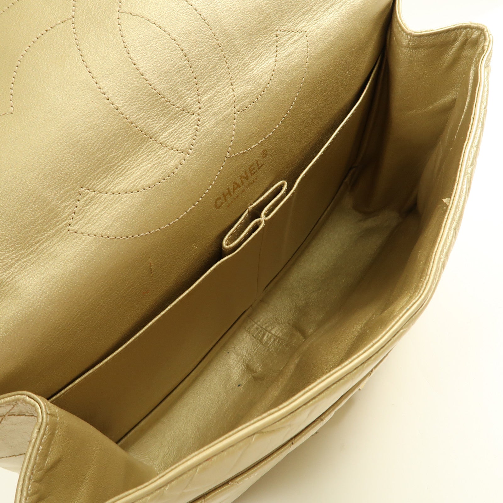 CHANEL CC GHW Jumbo 2.55 Chain Shoulder Bag Calfskin Leather Gold