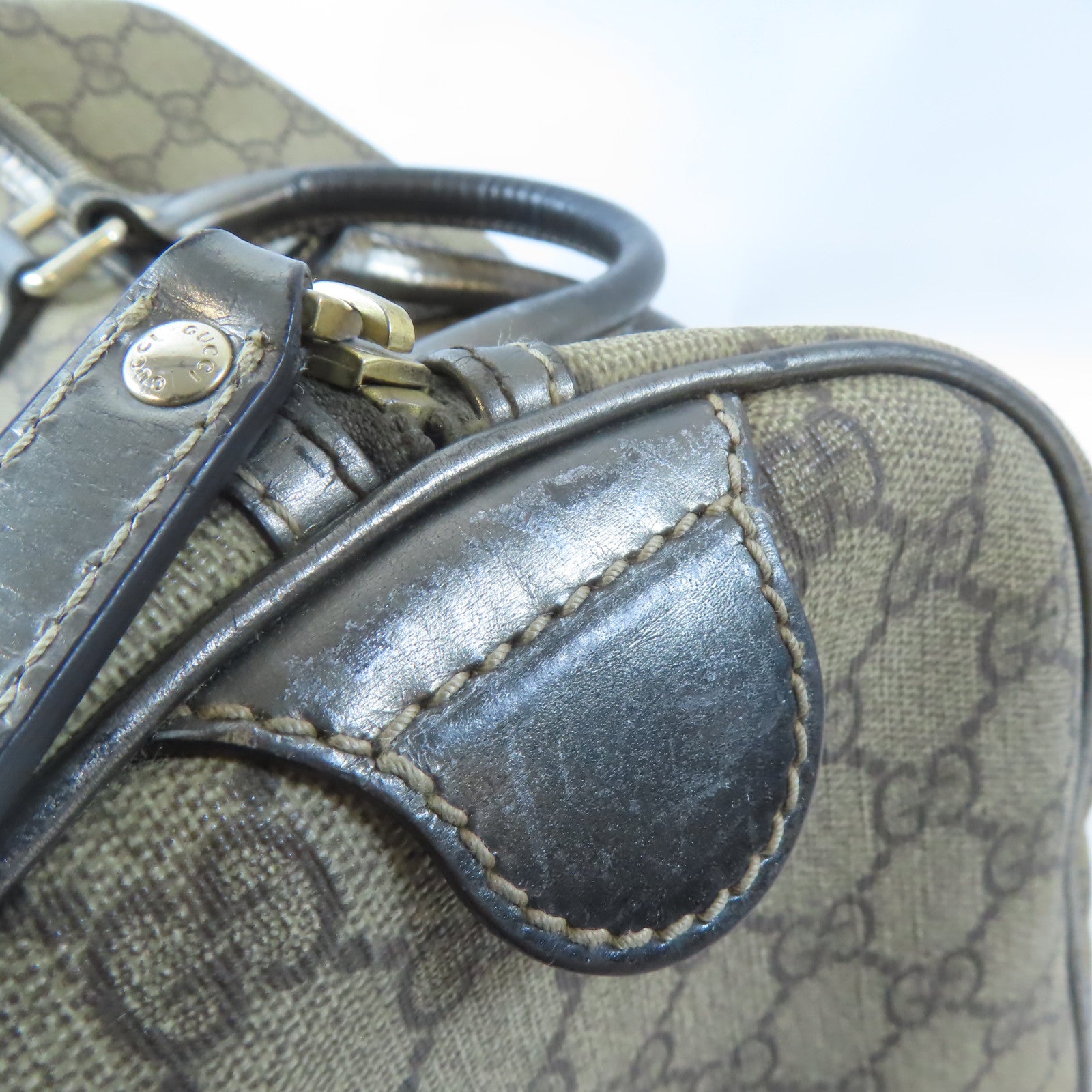 GUCCI GG GHW Boston Bag Hand Bag 193603 Coated Canvas Brown