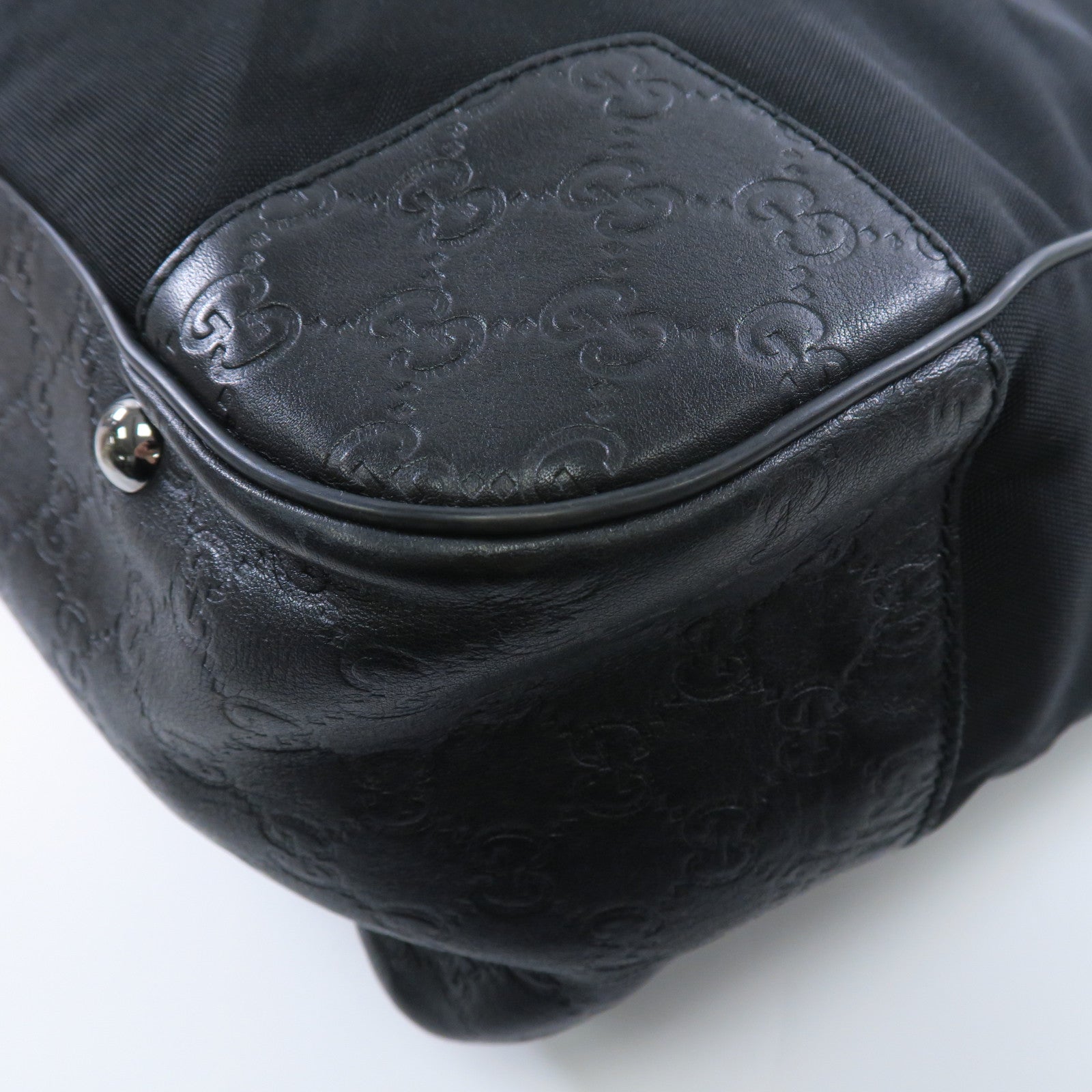 GUCCI 帆布Tote Bag銀扣手挽袋黑色