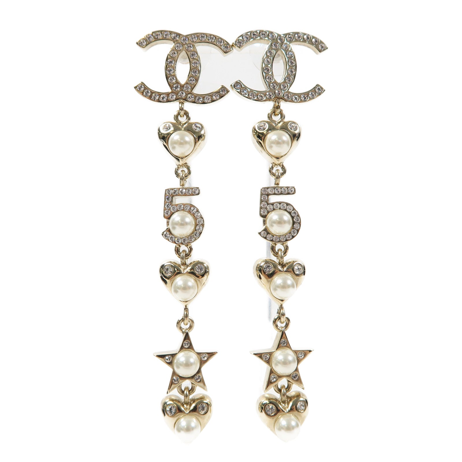 CHANEL 金屬/PVC Earrings耳環金色/白色