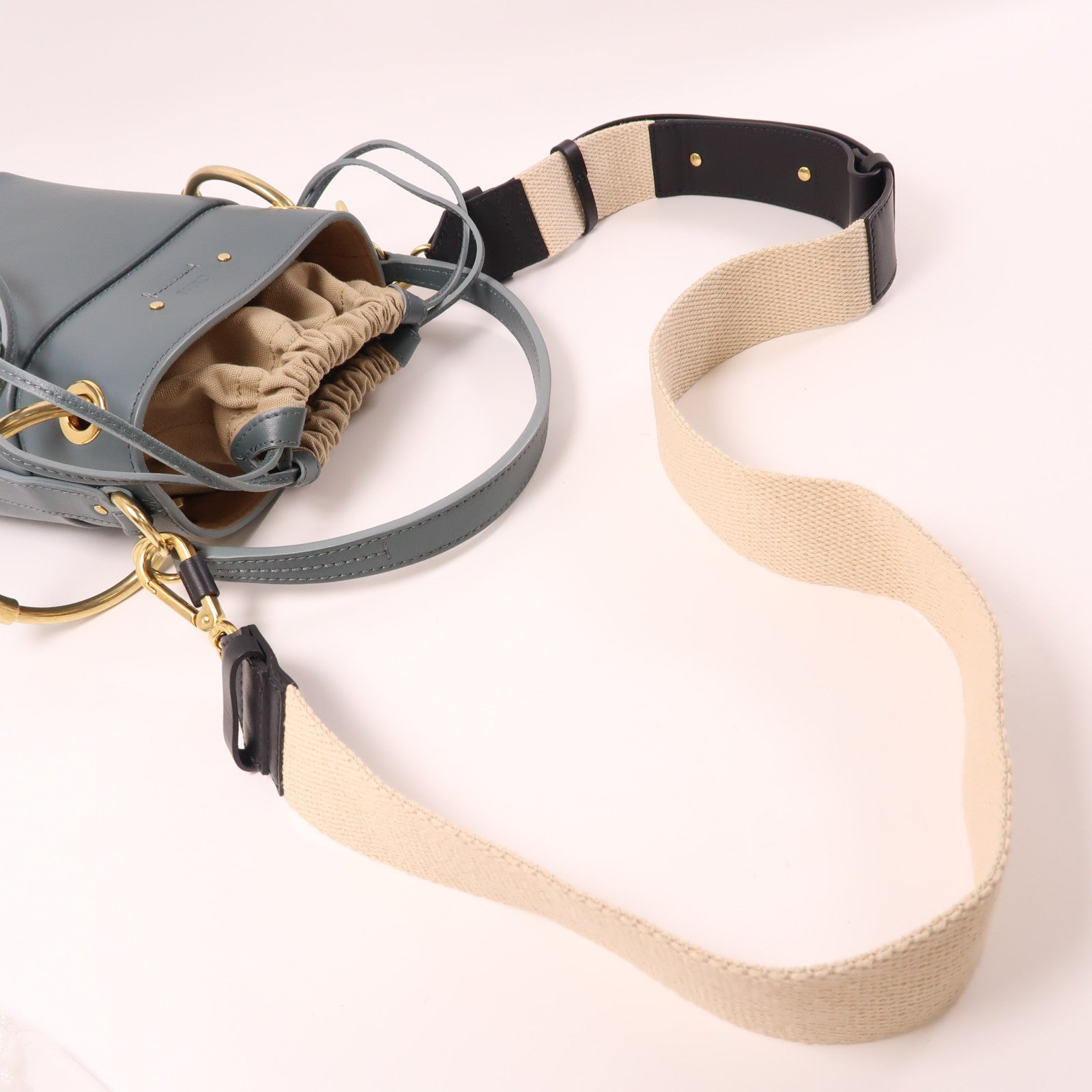 Chloe 牛皮皮革Bucket Bag金扣手挽肩背兩用袋深綠松石色