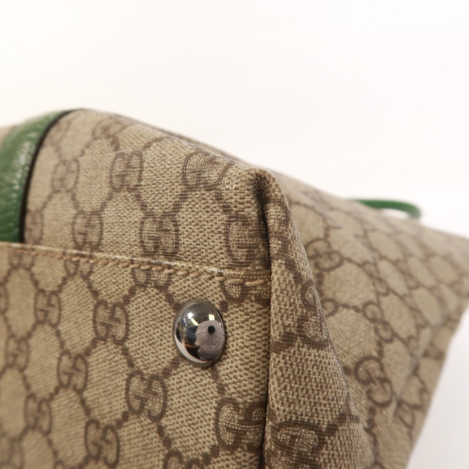 GUCCI 塗層帆布Tote Bag銀扣肩背袋