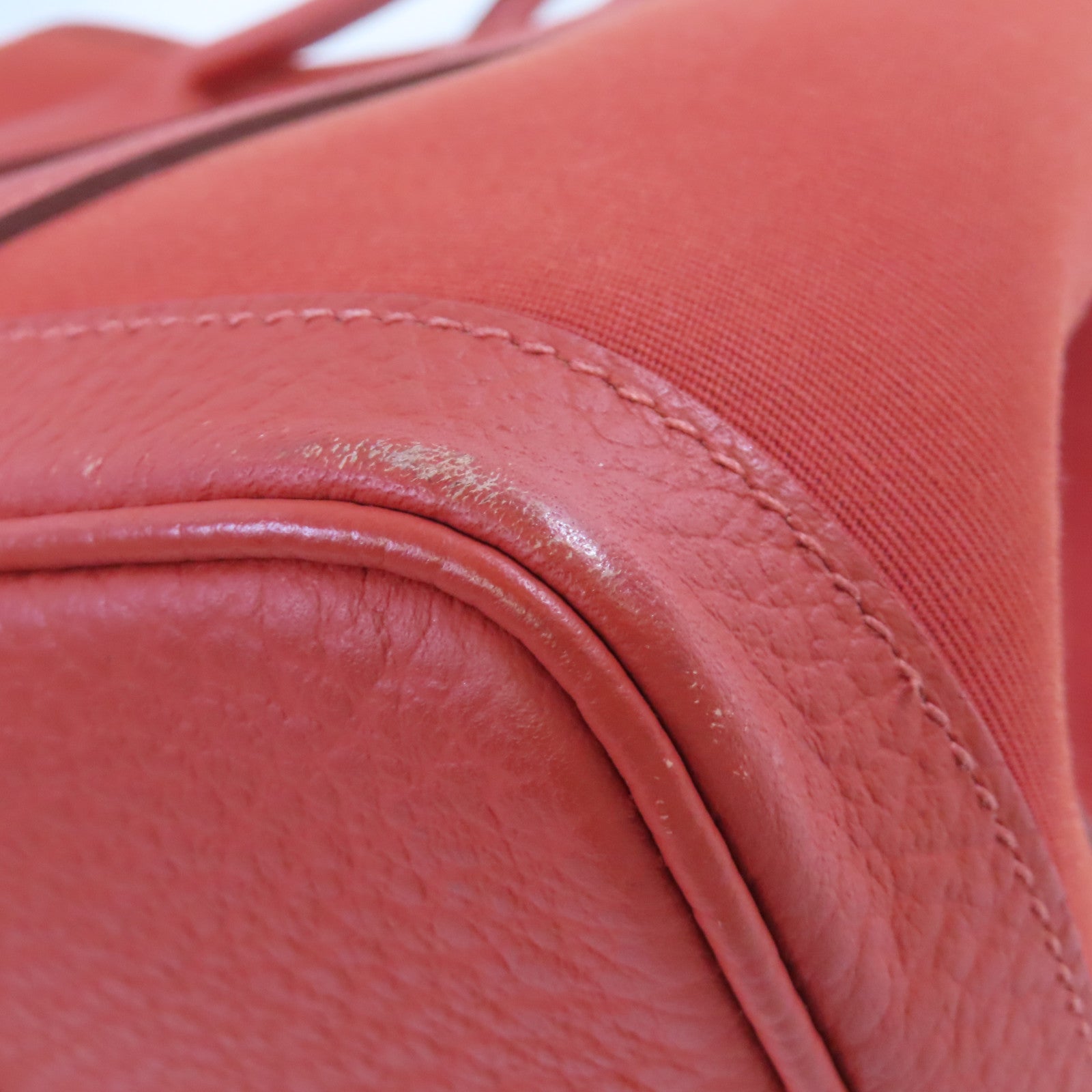 HERMES 【激減優惠】帆布Garden Party TPM Tote Bag銀扣手挽袋紅色