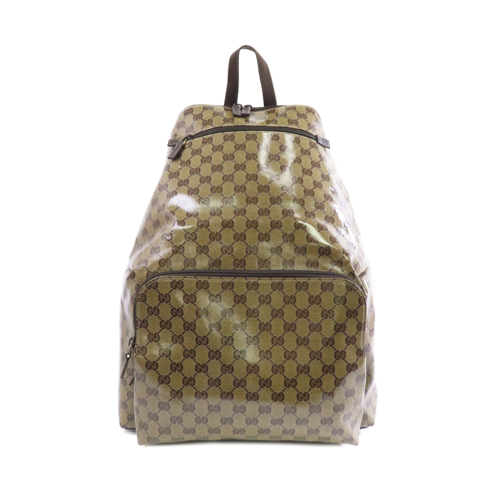 GUCCI 塗層帆布Backpack金扣背包棕色