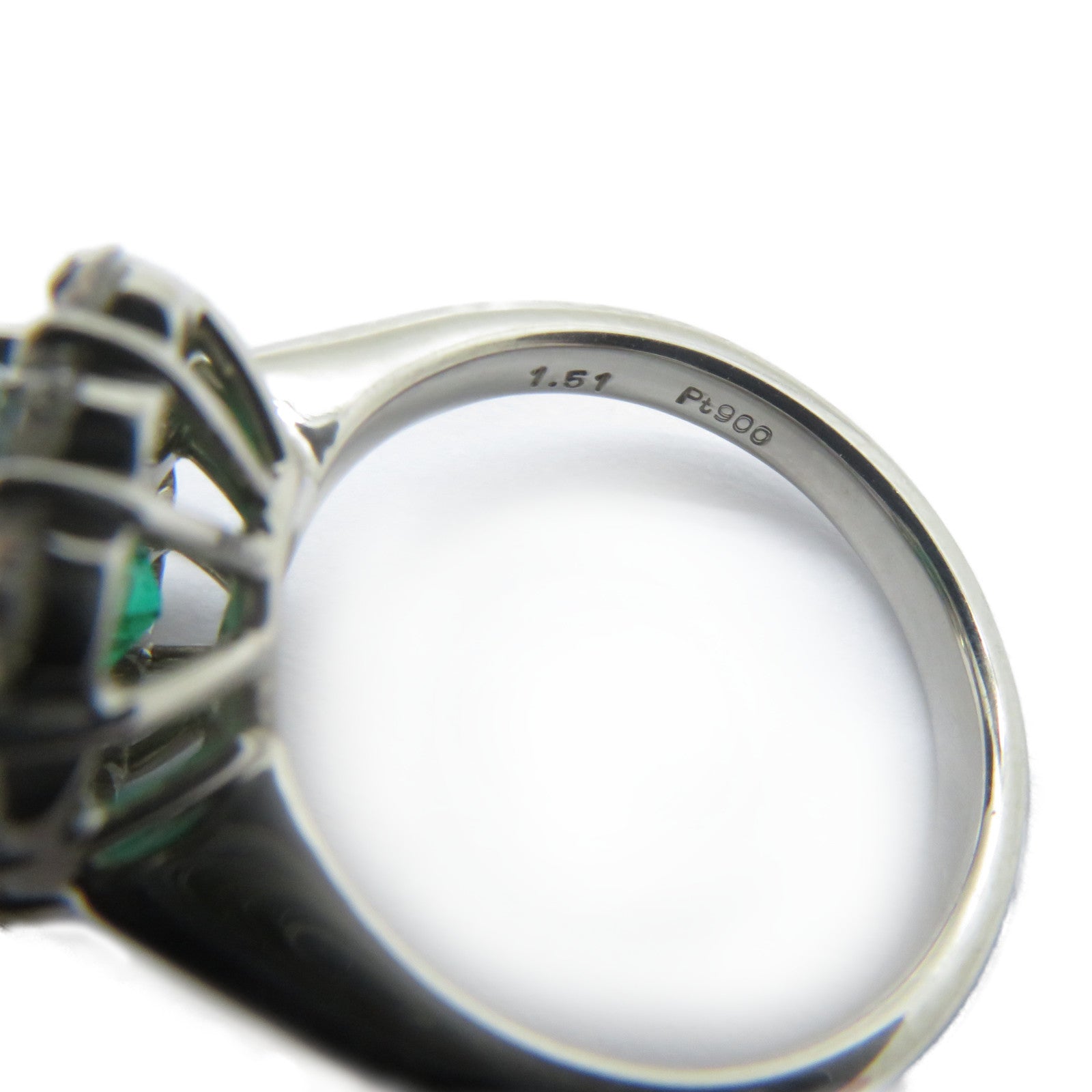 JEWELRY PT900鉑金Emerald Ring 1.51ct綠寶石/1.01ct鑚石戒指US#5.75