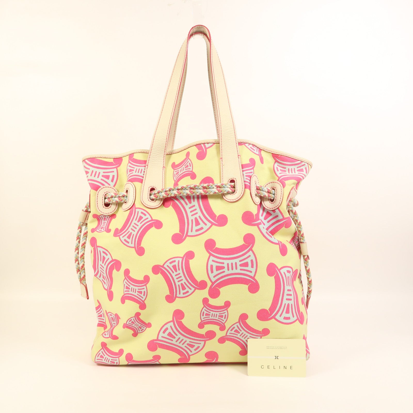 CELINE 帆布Macadam Tote銀扣肩背袋