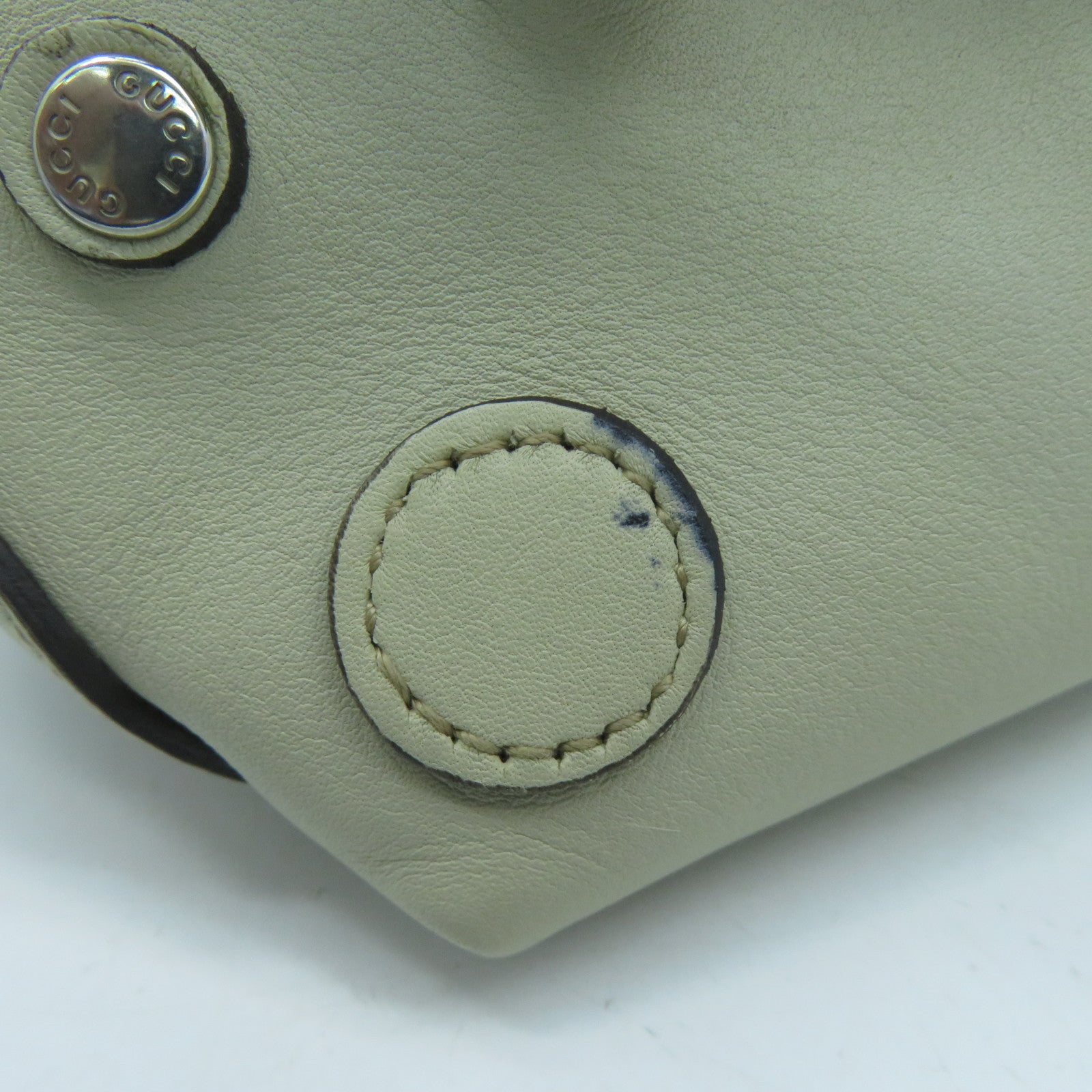 GUCCI 【激減優惠】塗層帆布Boston Bag銀扣手挽袋白色