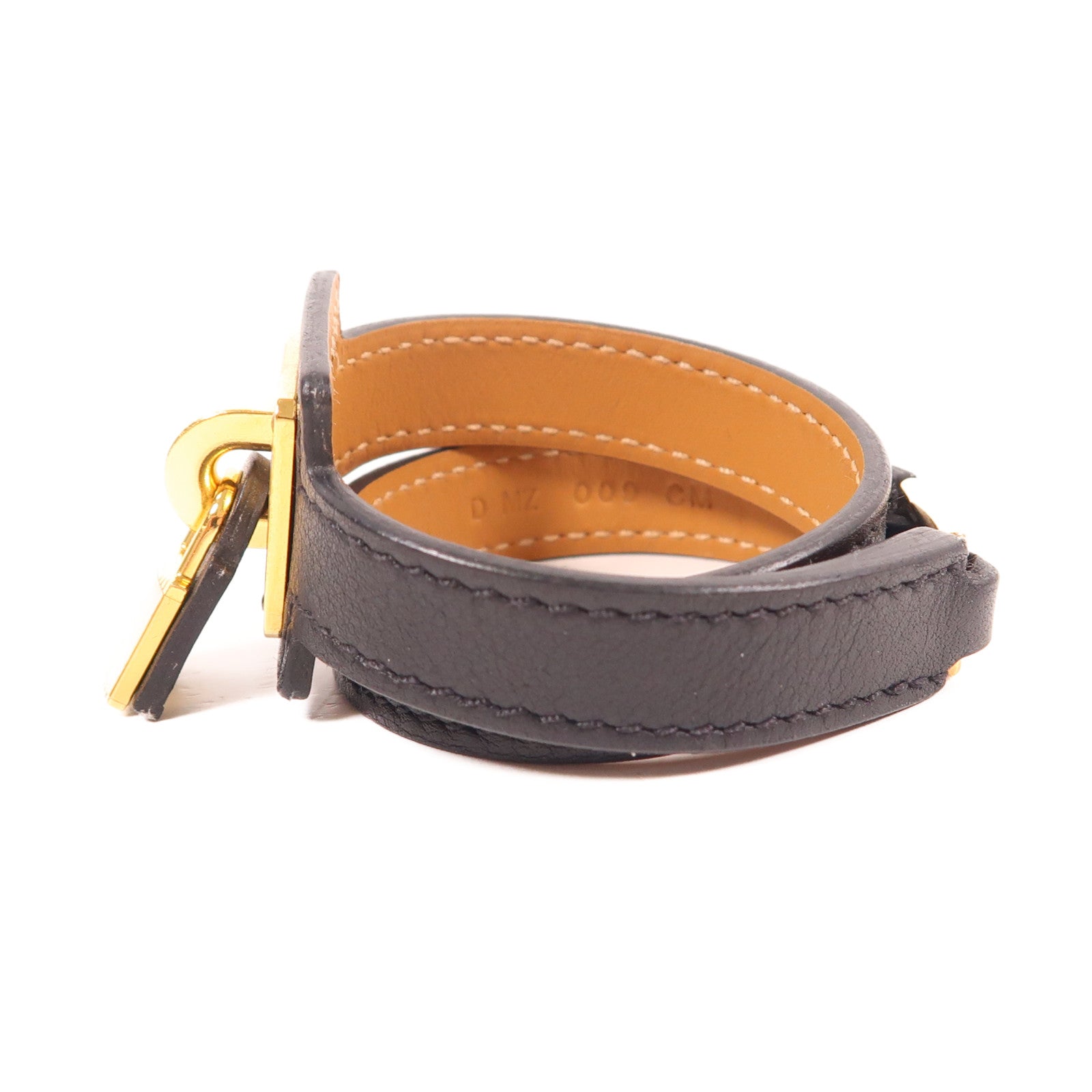 HERMES 皮革O'kelly Bracelet金扣手鐲Noir