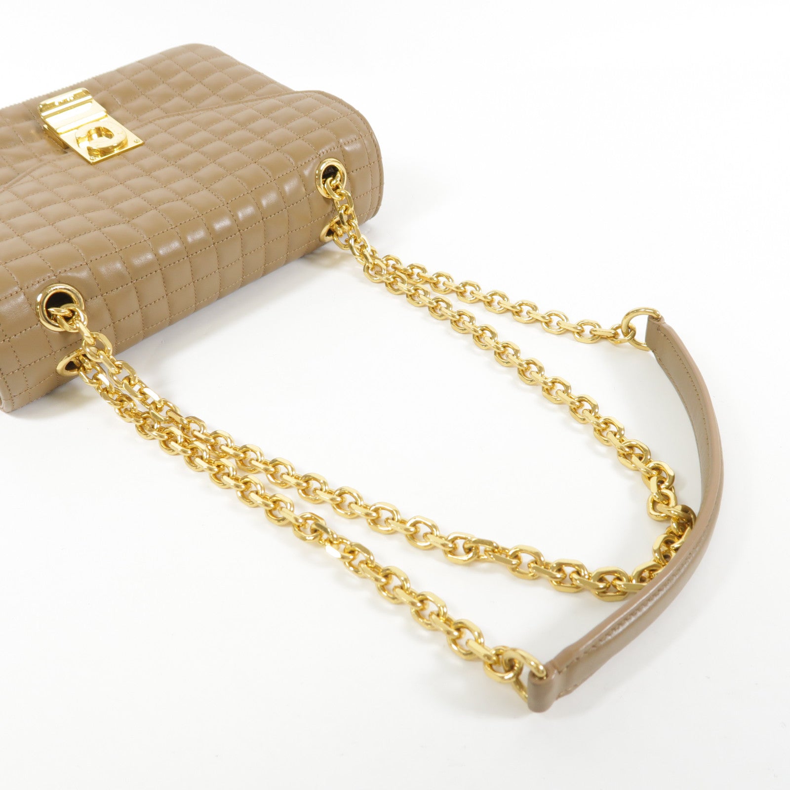CELINE 牛皮皮革C Bag金扣鏈帶肩背袋