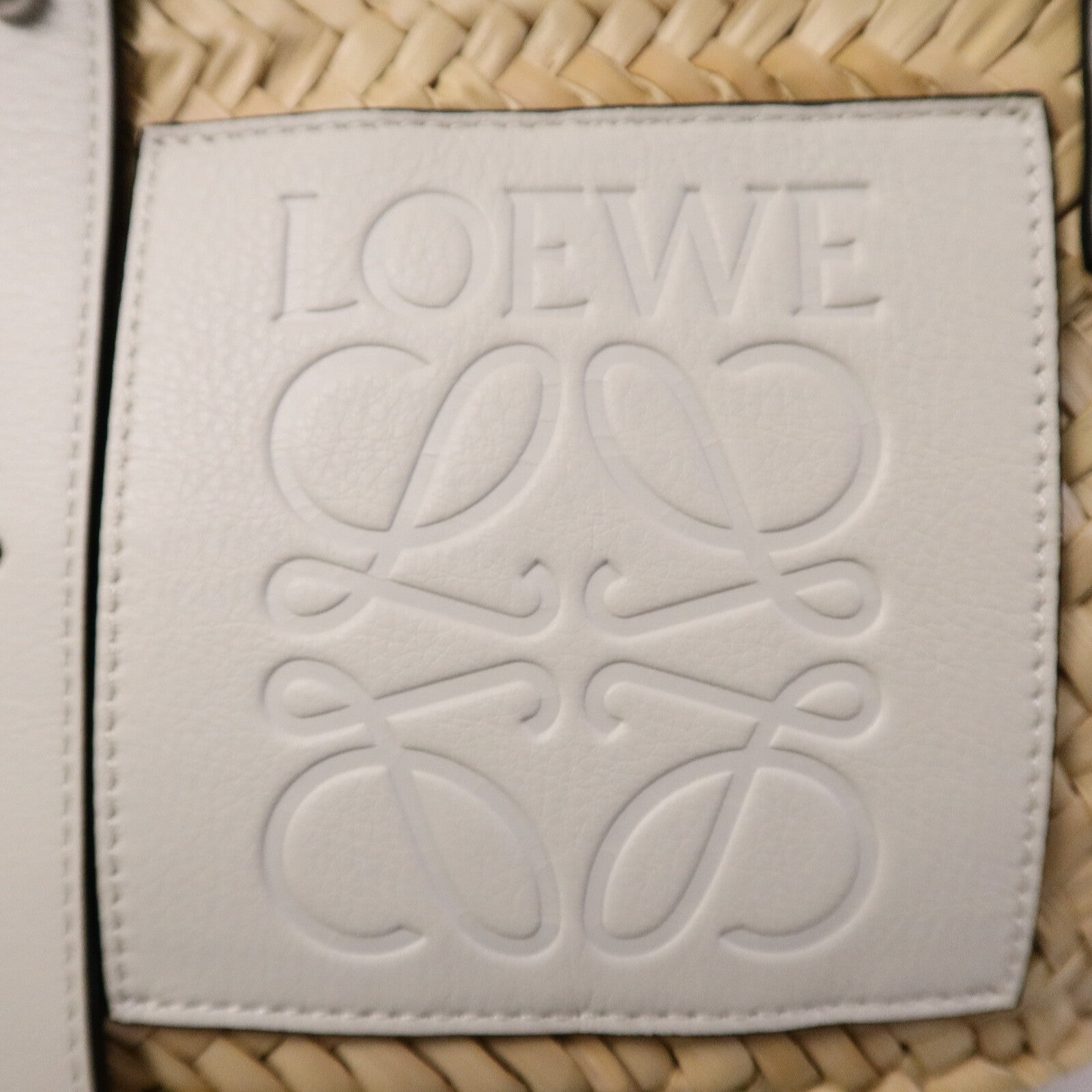 LOEWE Raffia/牛皮皮革Basket Bag肩背袋