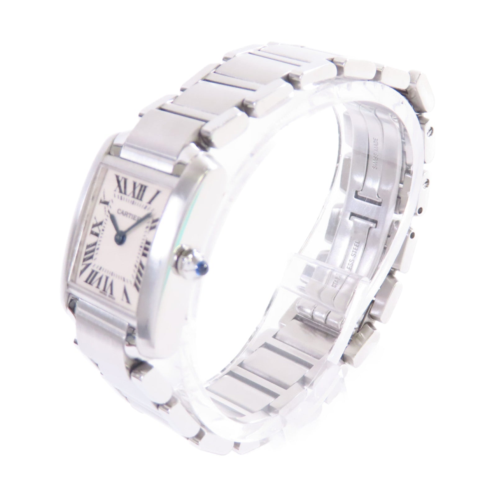 CARTIER Tank Francaise Watch不鏽鋼石英機芯手錶白色