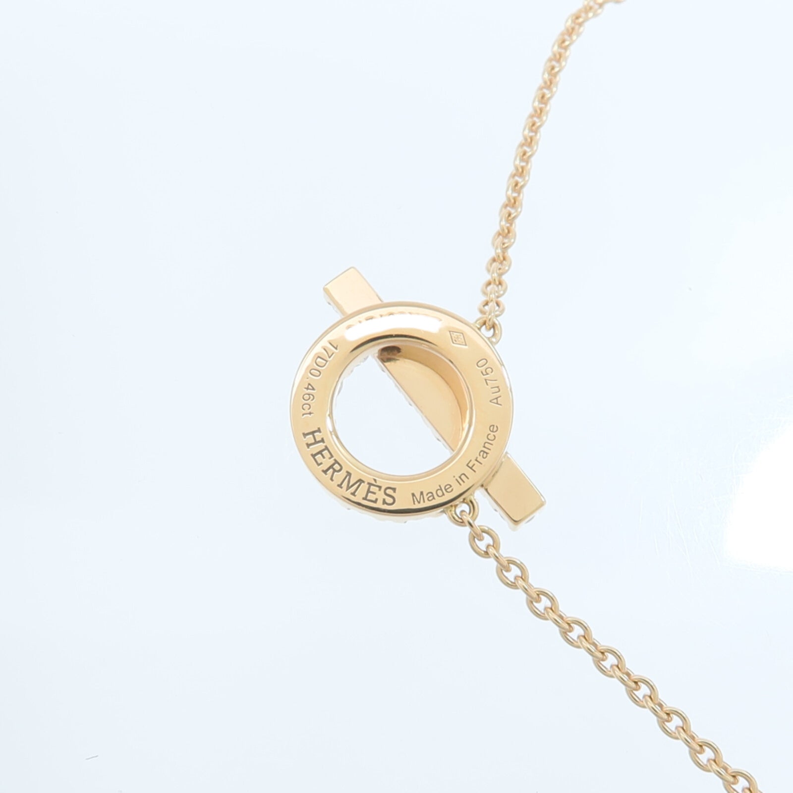 HERMES 18K玫瑰金Finesse Pendant鑽石項鍊