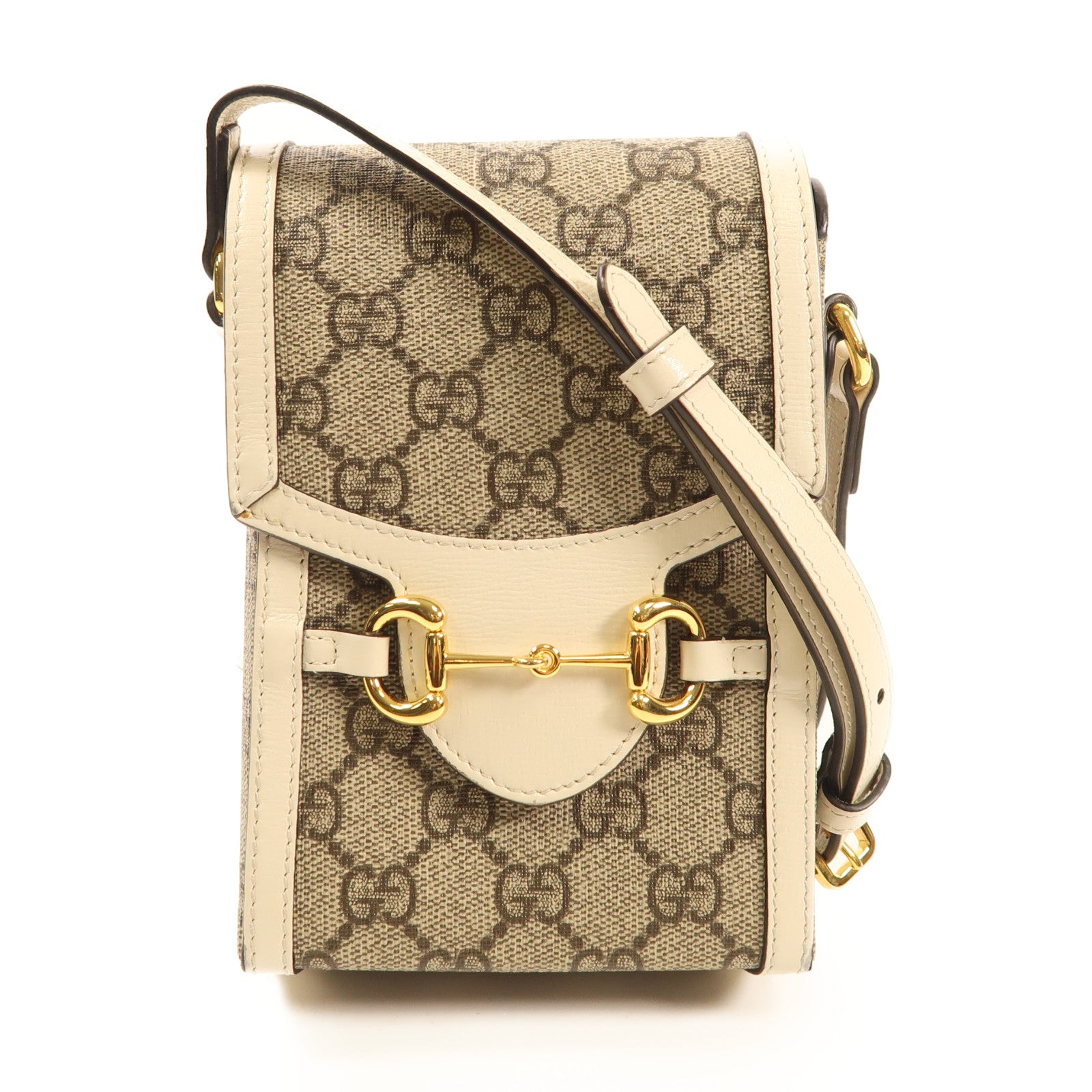 GUCCI 塗層帆布Horsebit 1955 Mini金扣肩背袋