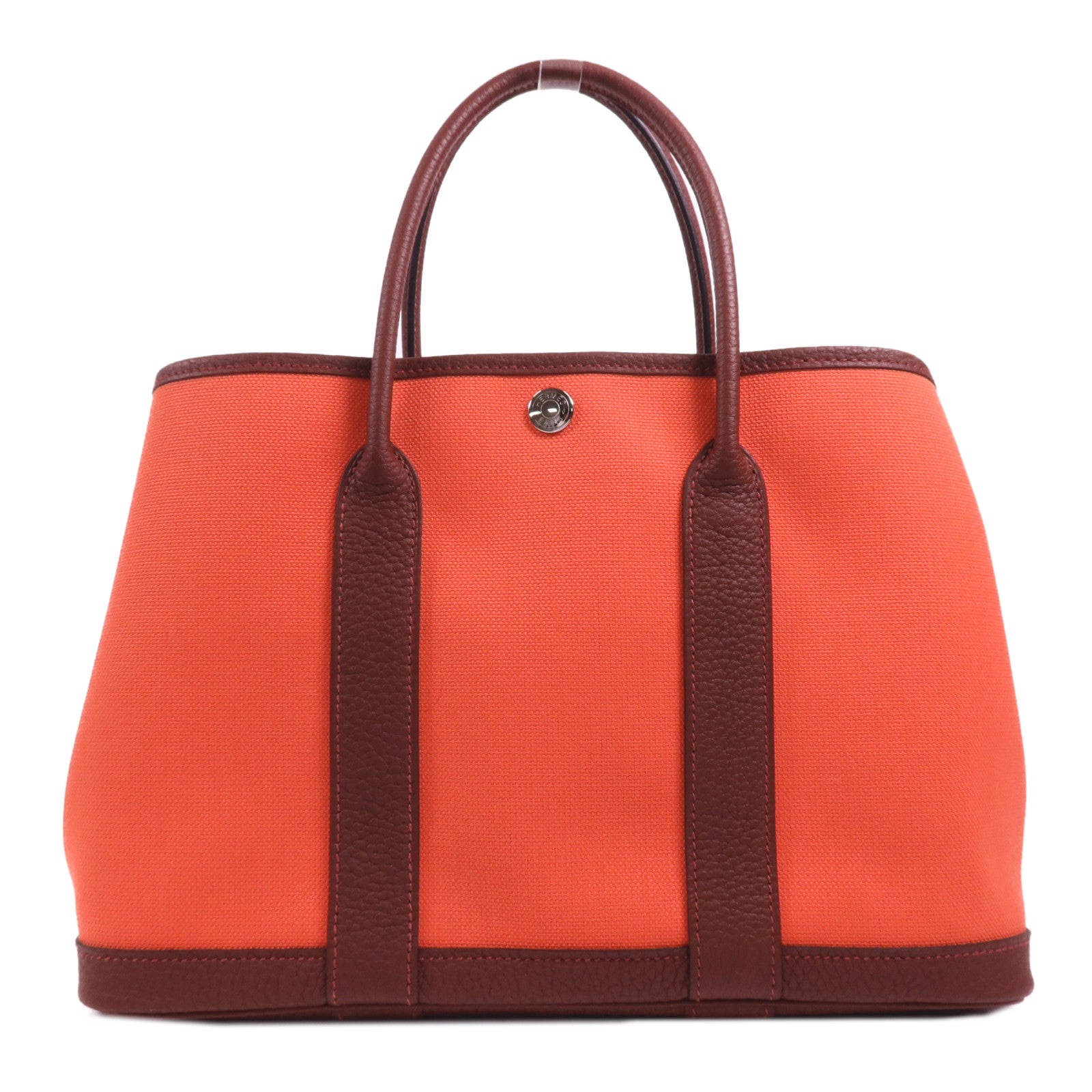 HERMES 帆布Garden Party TPM銀扣手挽袋