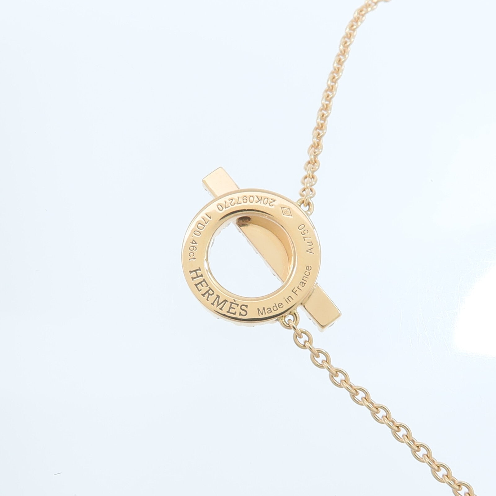 HERMES 18K玫瑰金Finesse Pendant鑽石項鍊