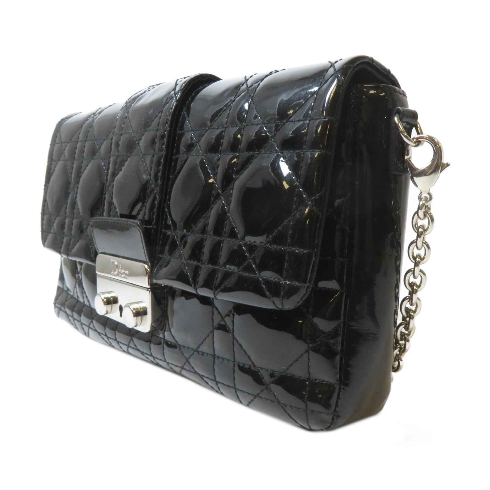 Dior **【激減優惠】漆皮皮革Chain Shoulder銀扣鏈帶肩背袋黑色