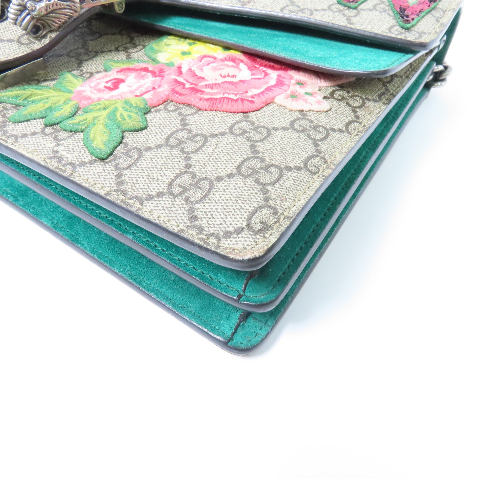 GUCCI 【激減優惠】塗層帆布Dionysus銀扣鏈帶肩背袋啡色/彩色