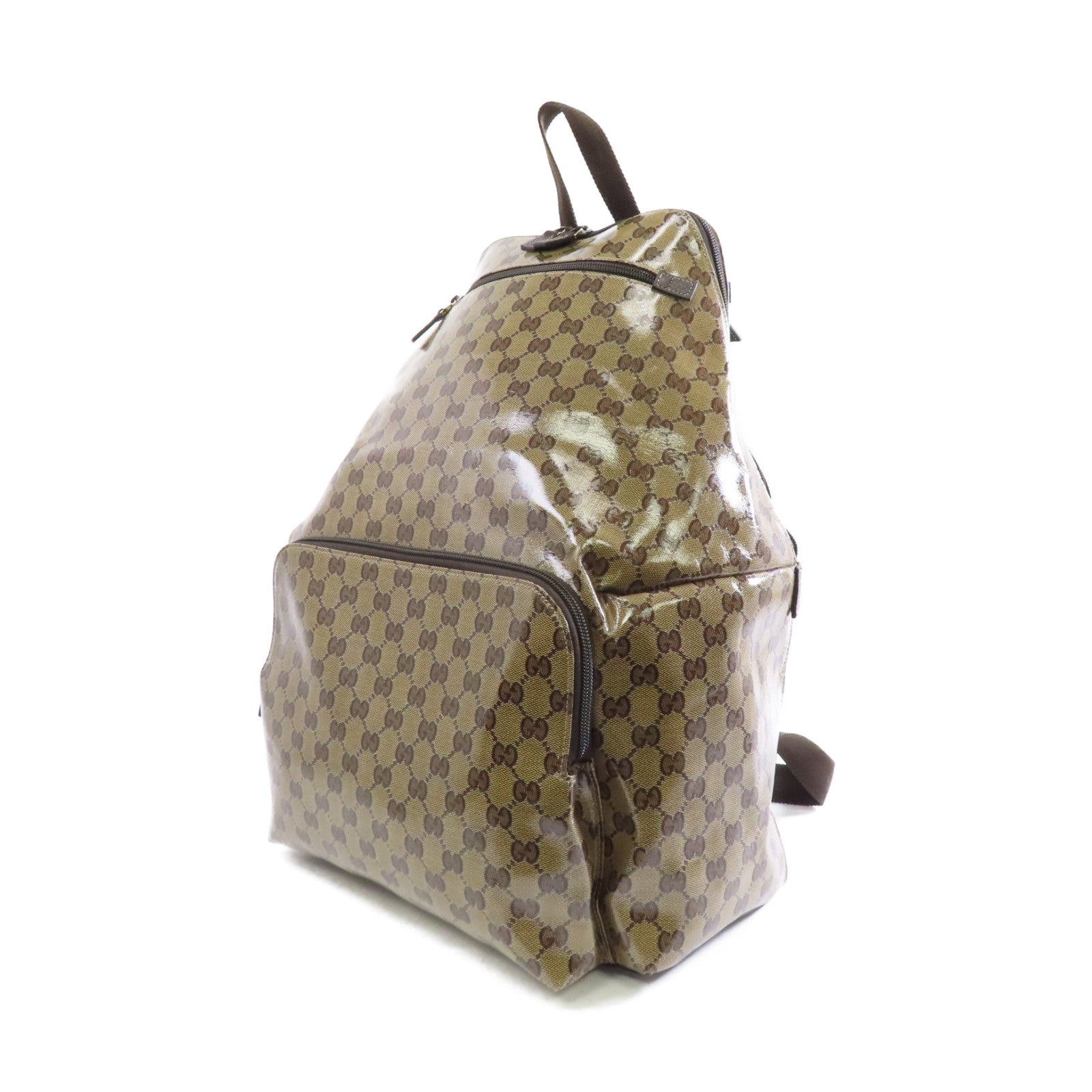 GUCCI 塗層帆布Backpack金扣背包棕色