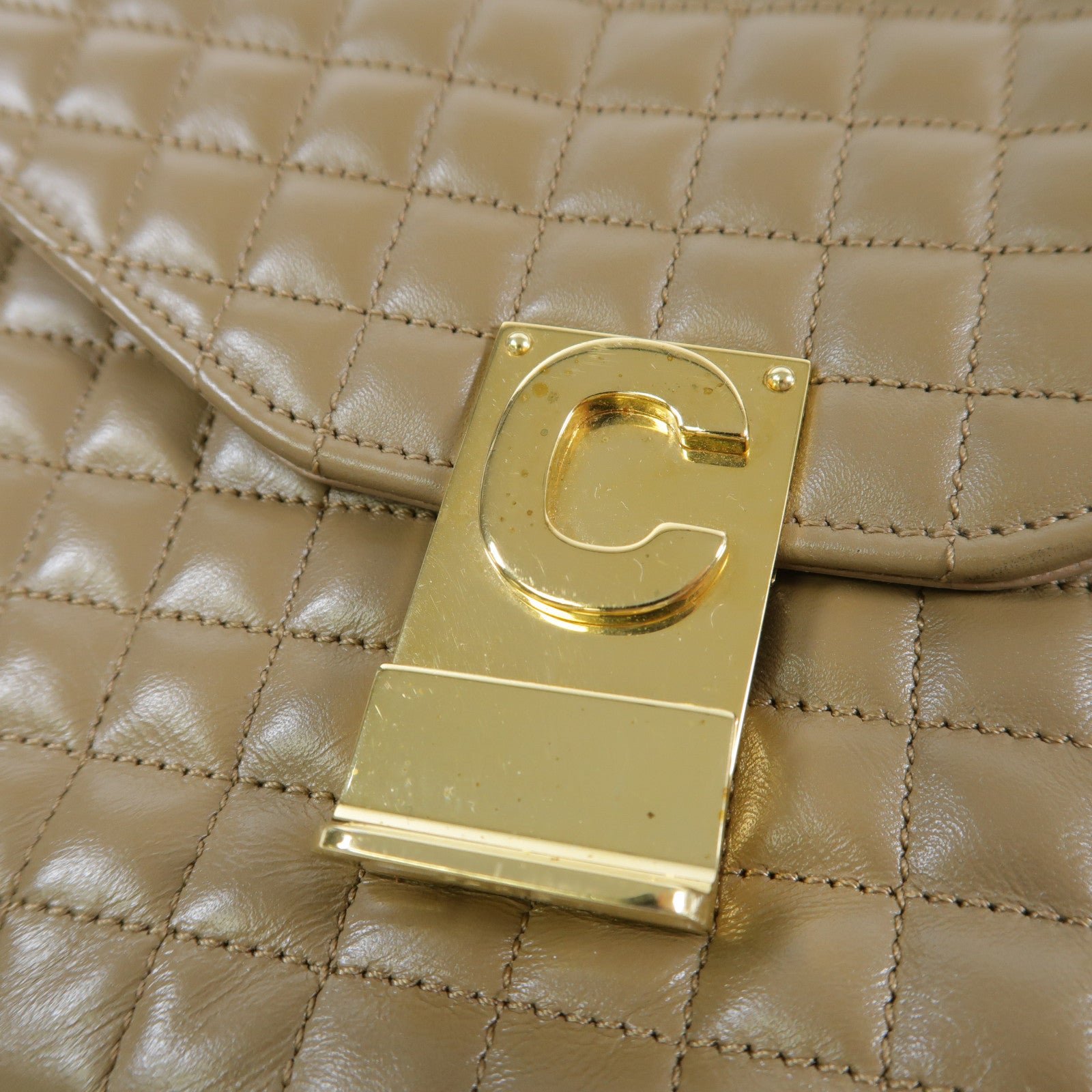CELINE 牛皮皮革C Bag金扣鏈帶肩背袋