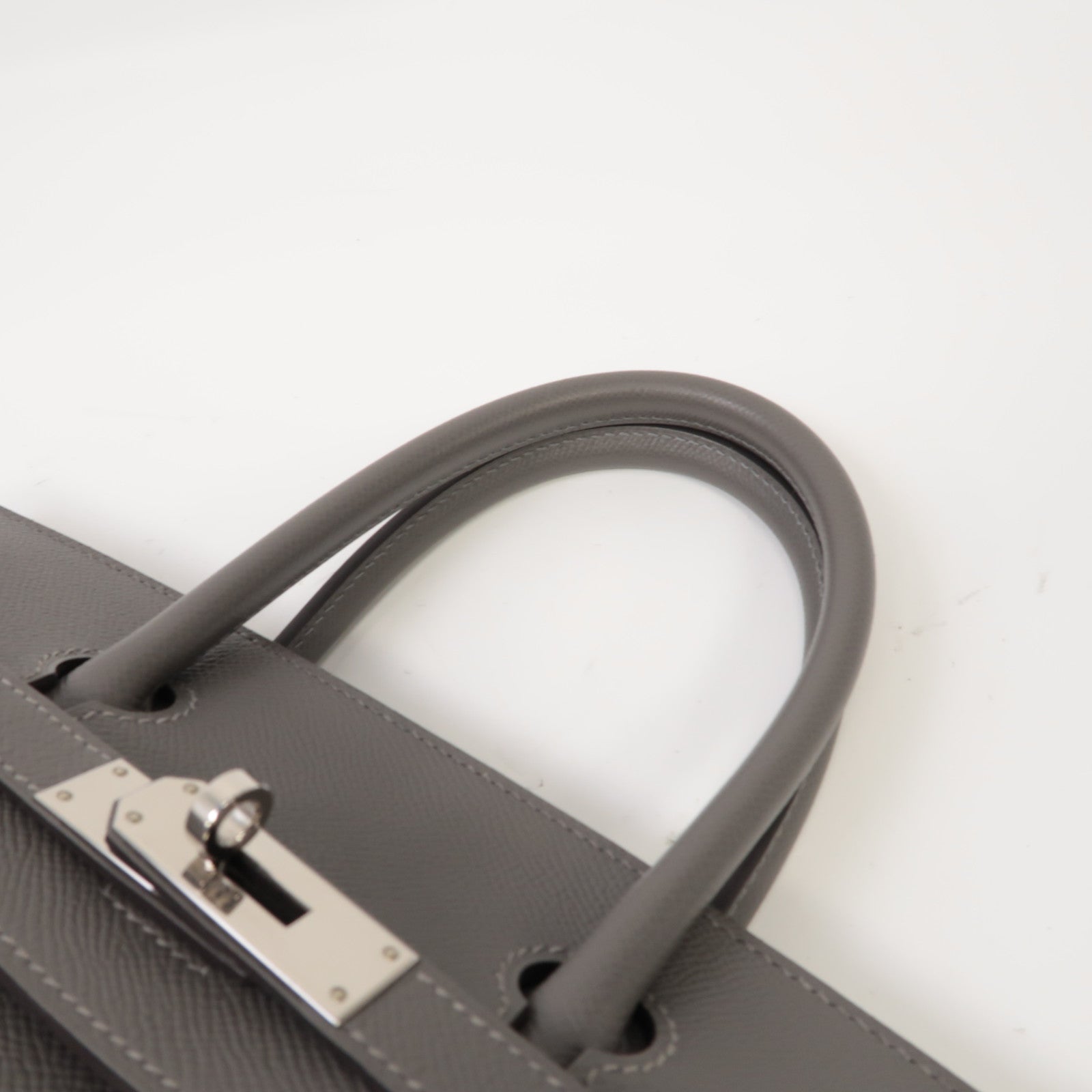 HERMES Epsom皮革Birkin 30銀扣手挽袋積雨雲灰色