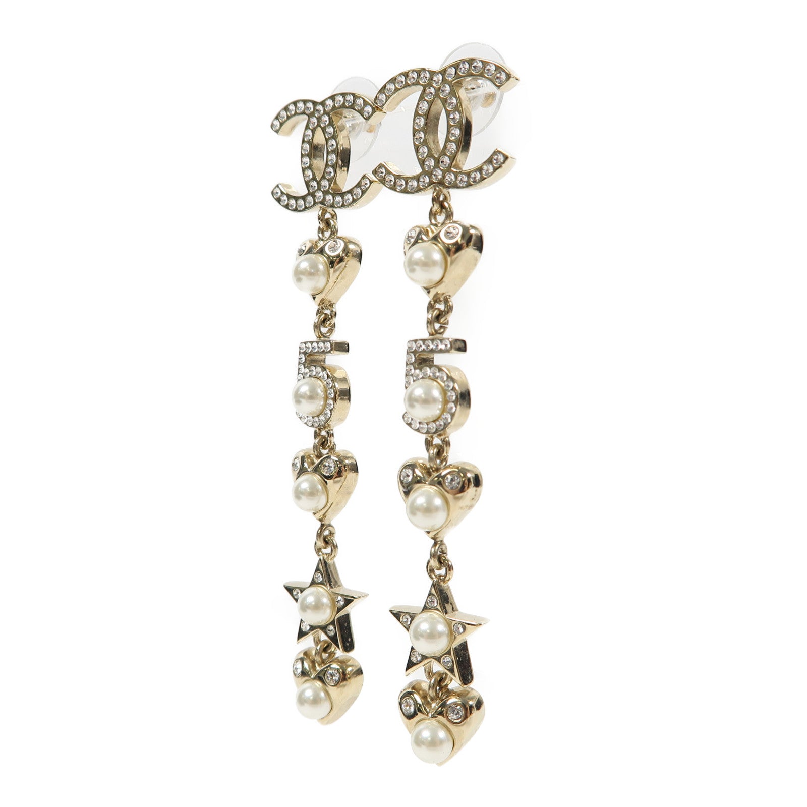 CHANEL 金屬/PVC Earrings耳環金色/白色