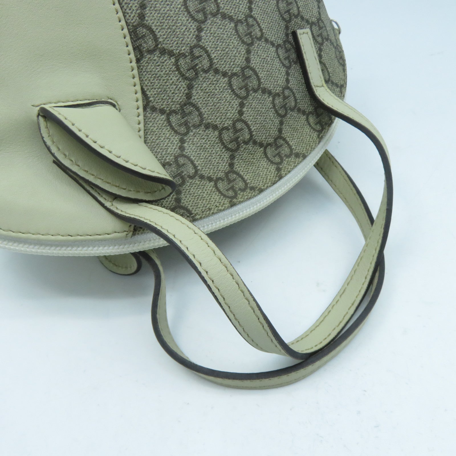 GUCCI 【激減優惠】塗層帆布Boston Bag銀扣手挽袋白色