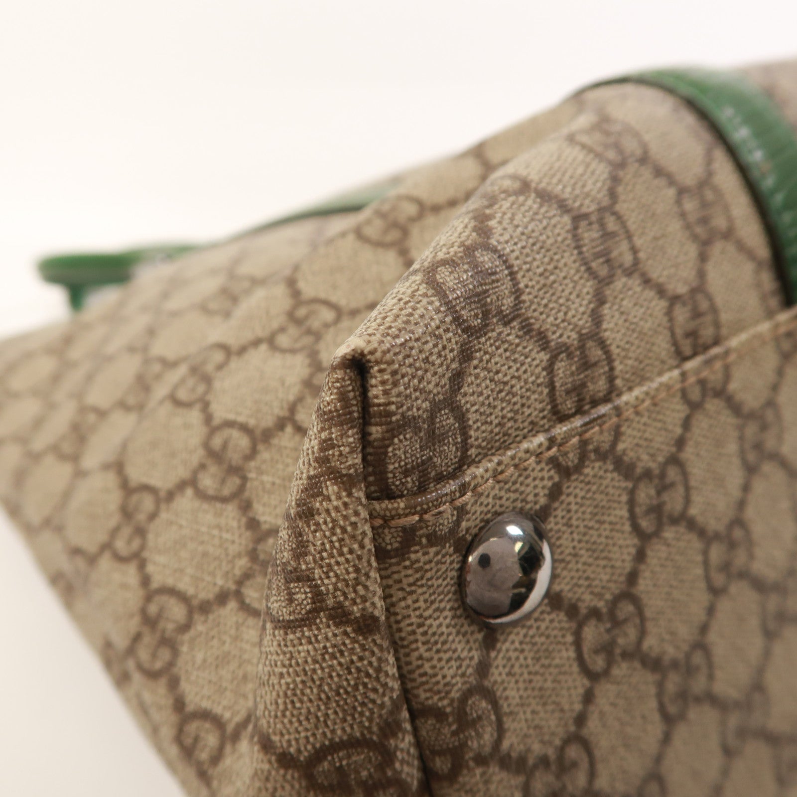 GUCCI 塗層帆布Tote Bag銀扣肩背袋