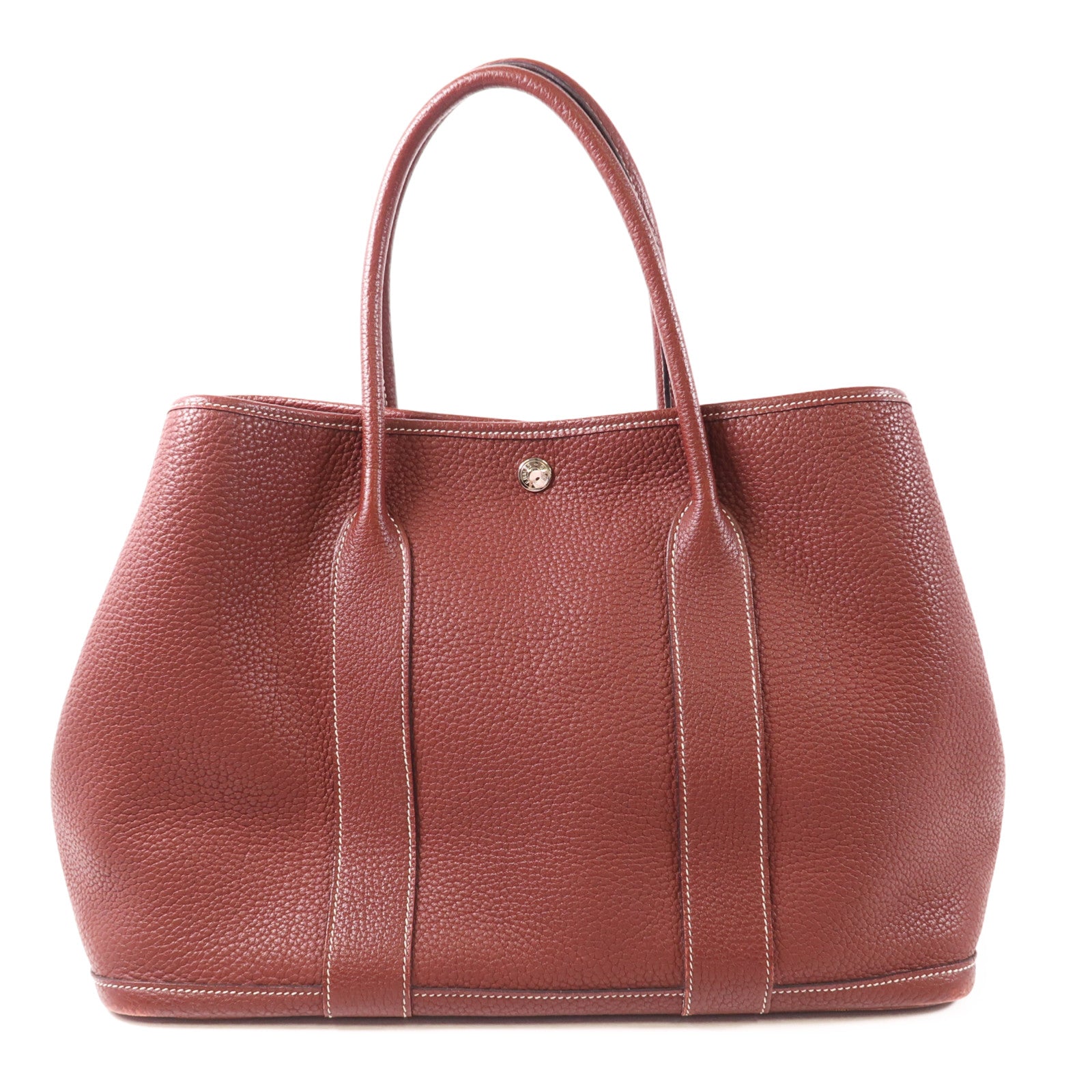 HERMES Negonda皮革Garden Party PM銀扣手挽袋Bordeaux