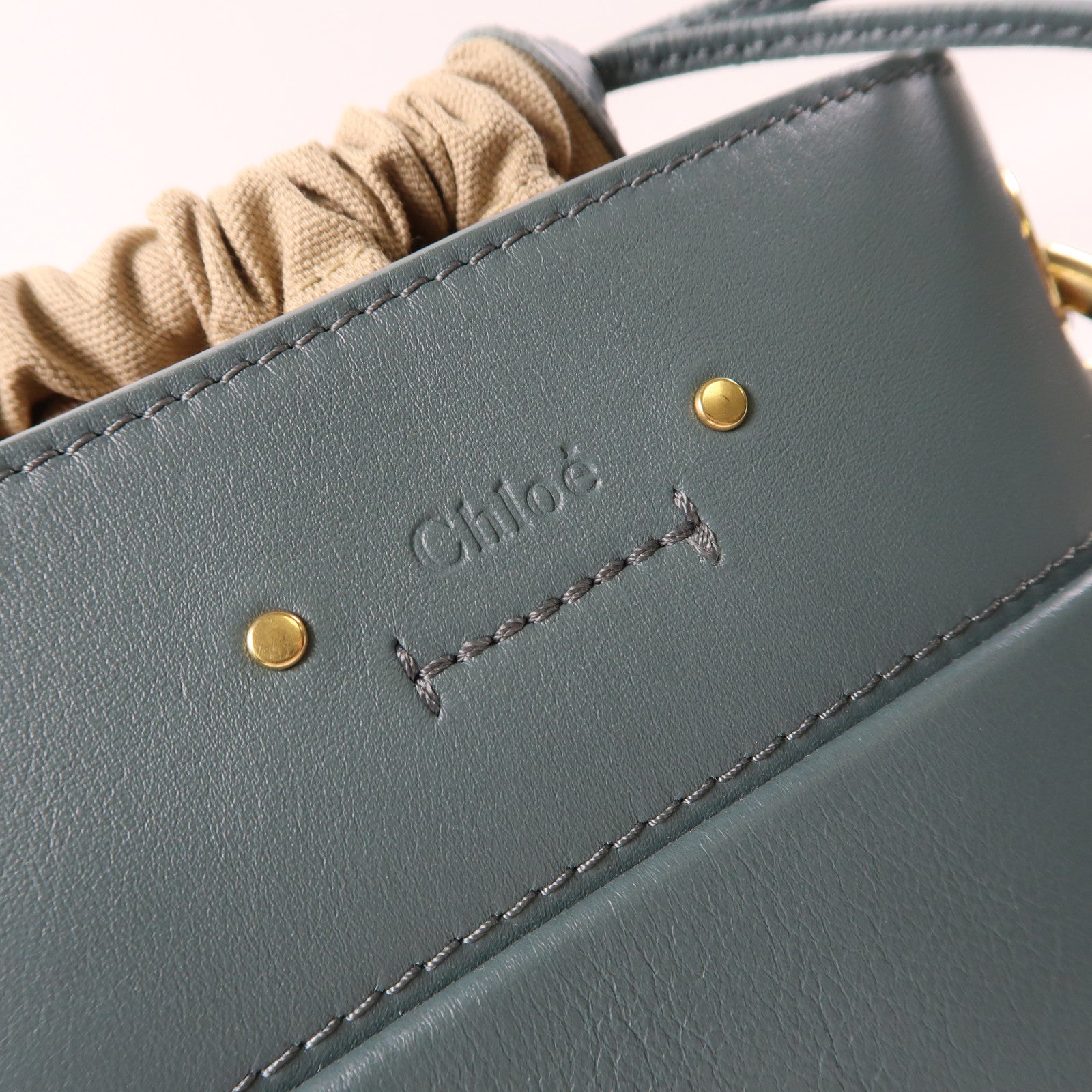 Chloe 牛皮皮革Bucket Bag金扣手挽肩背兩用袋深綠松石色