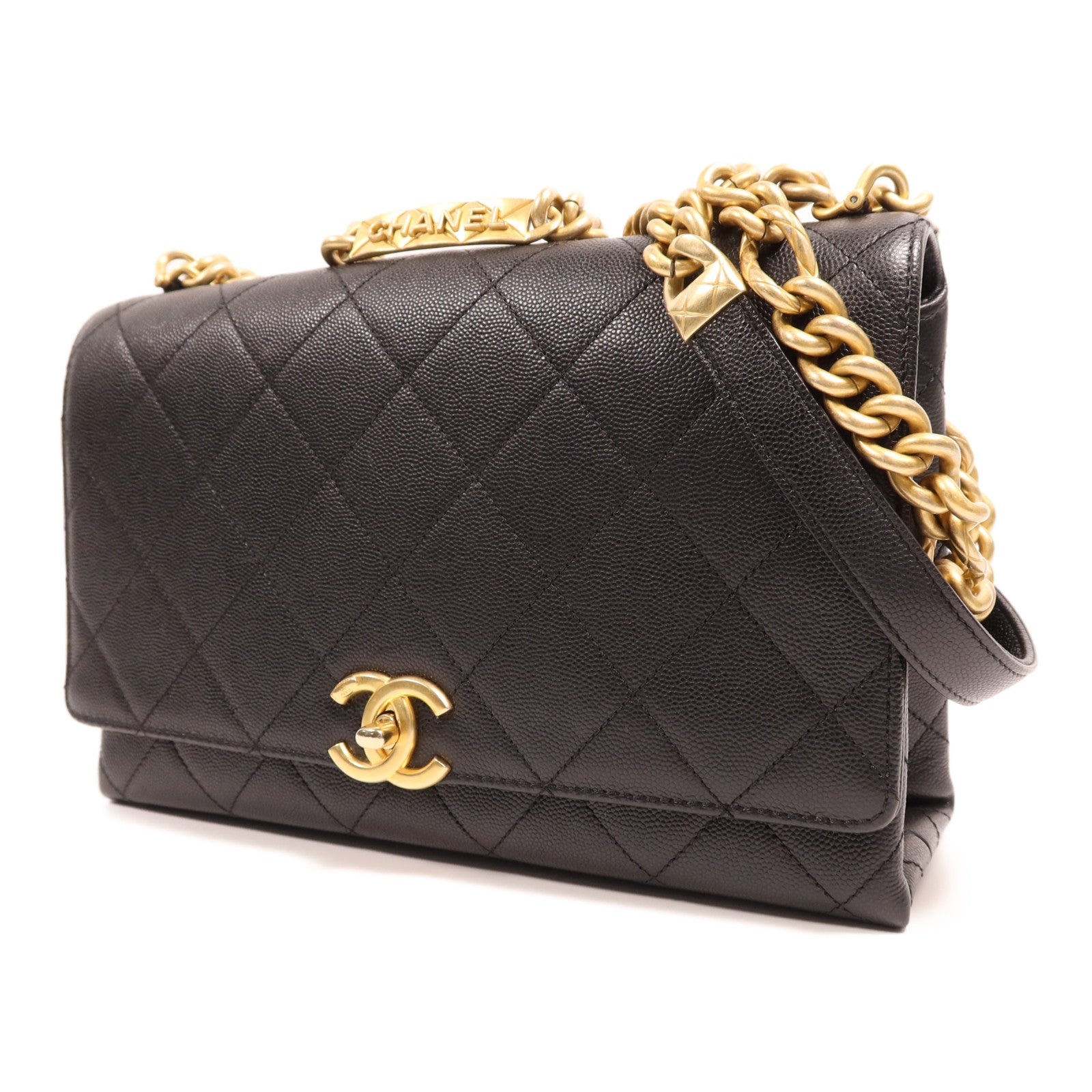 CHANEL 牛皮皮革Chain Shoulder Bag金扣鏈帶肩背袋