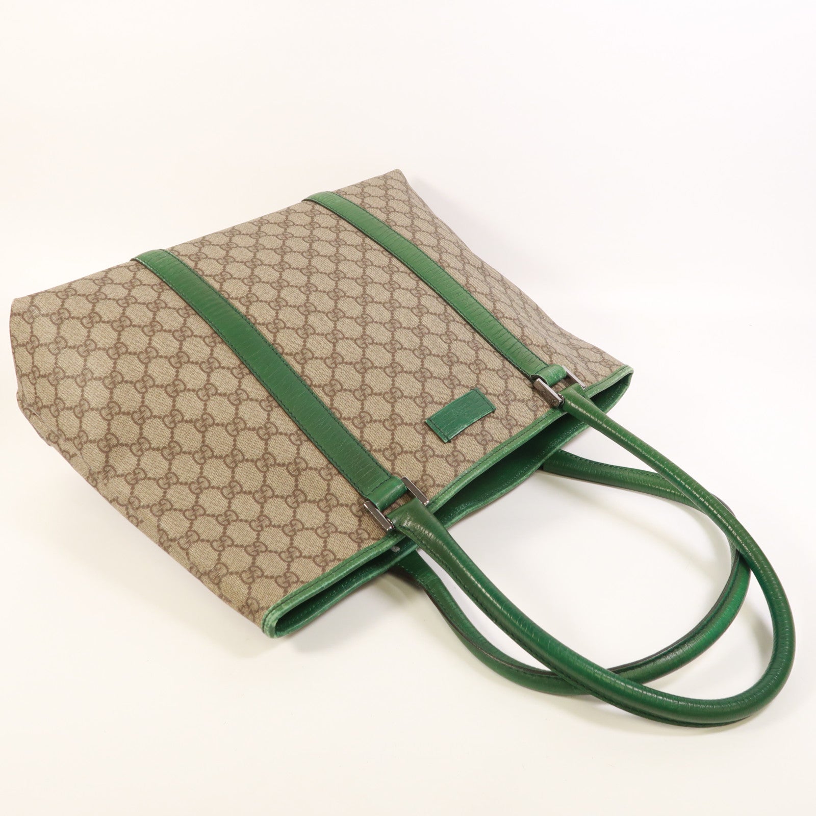 GUCCI 塗層帆布Tote Bag銀扣肩背袋