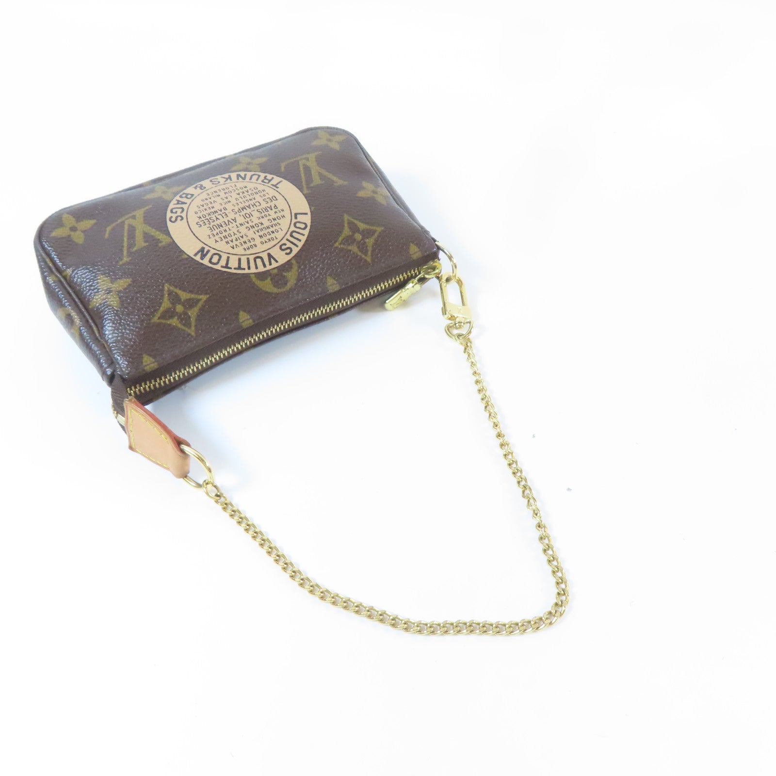 LOUIS VUITTON Monogram Pochette Trunk金扣鏈帶肩背袋啡色