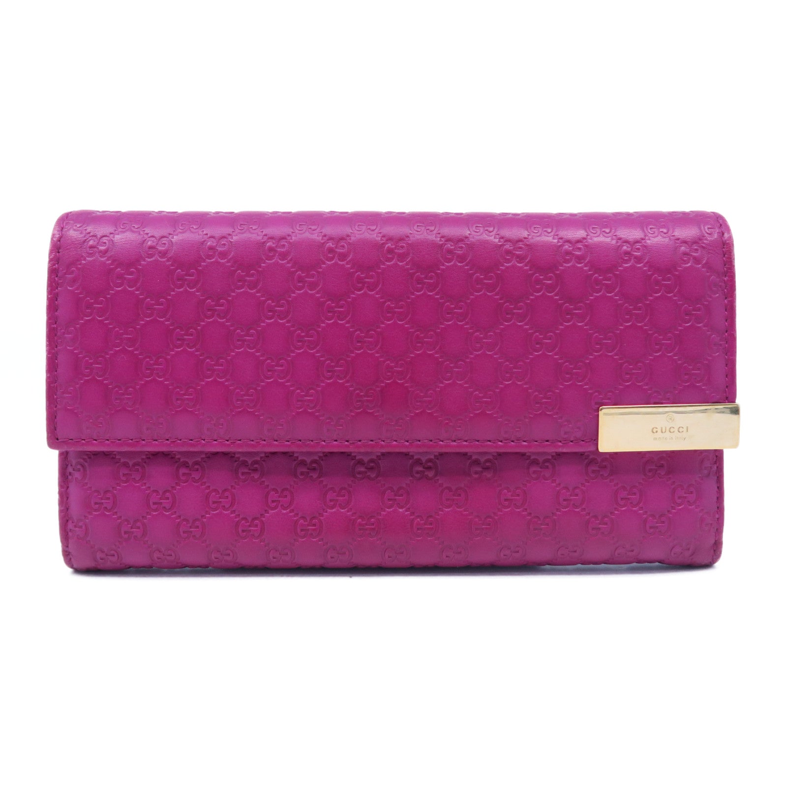 GUCCI 【激減優惠】牛皮皮革Long Wallet金扣長錢包粉紅色