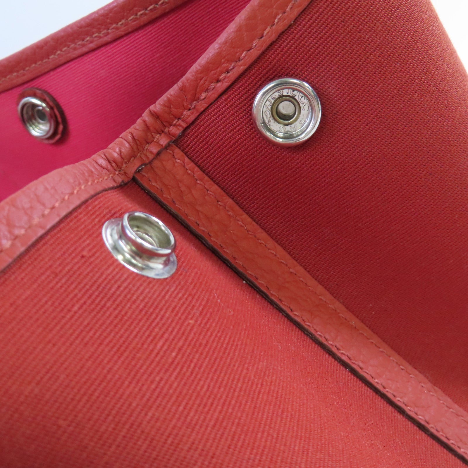 HERMES 【激減優惠】帆布Garden Party TPM Tote Bag銀扣手挽袋紅色