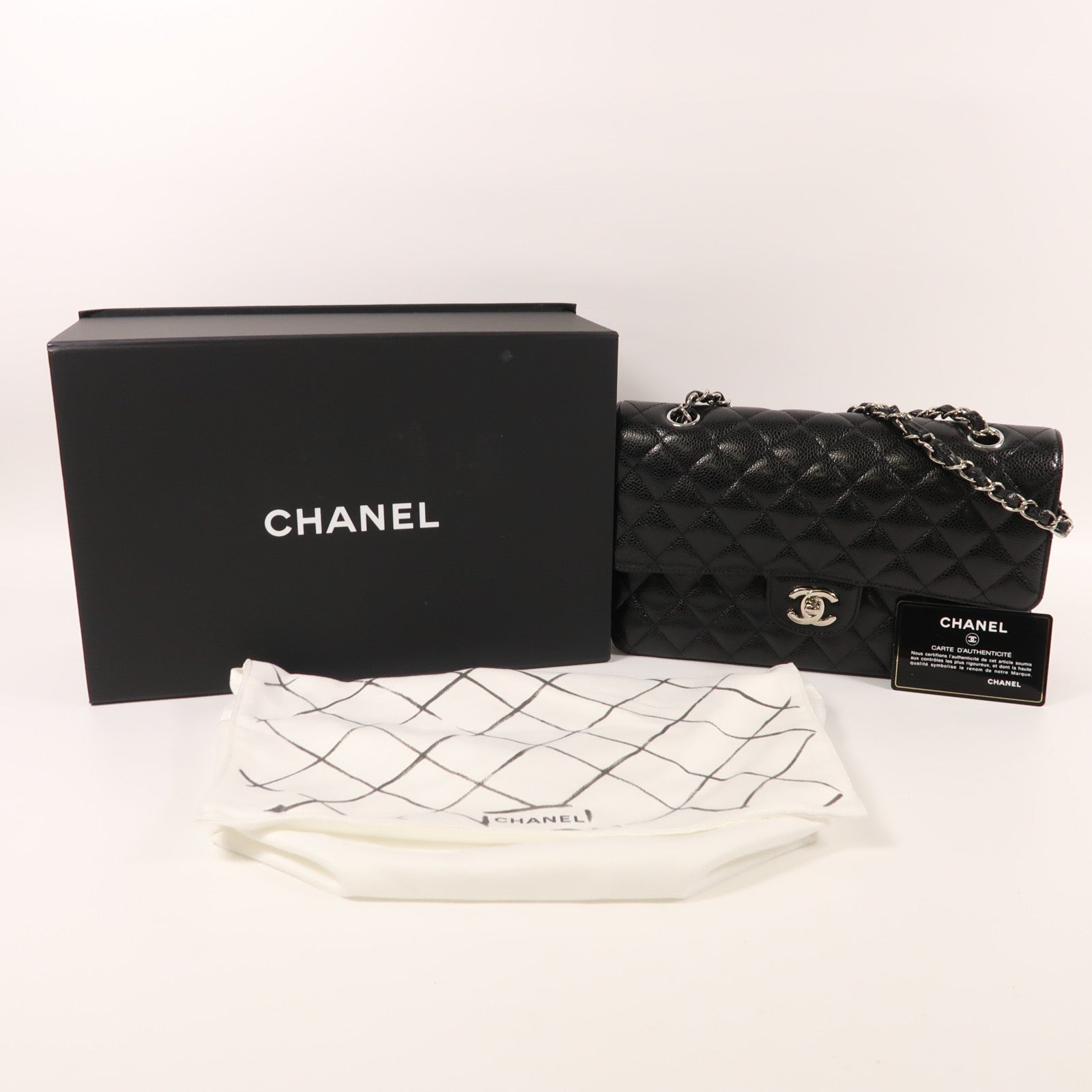 CHANEL 牛皮皮革Classic 25銀扣鏈帶肩背袋