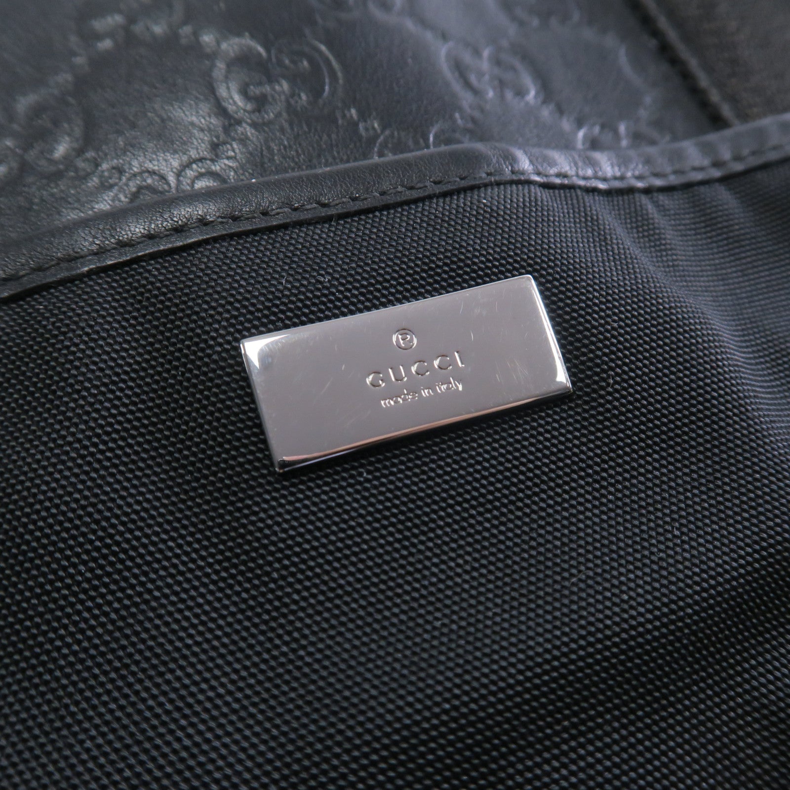 GUCCI 帆布Tote Bag銀扣手挽袋黑色