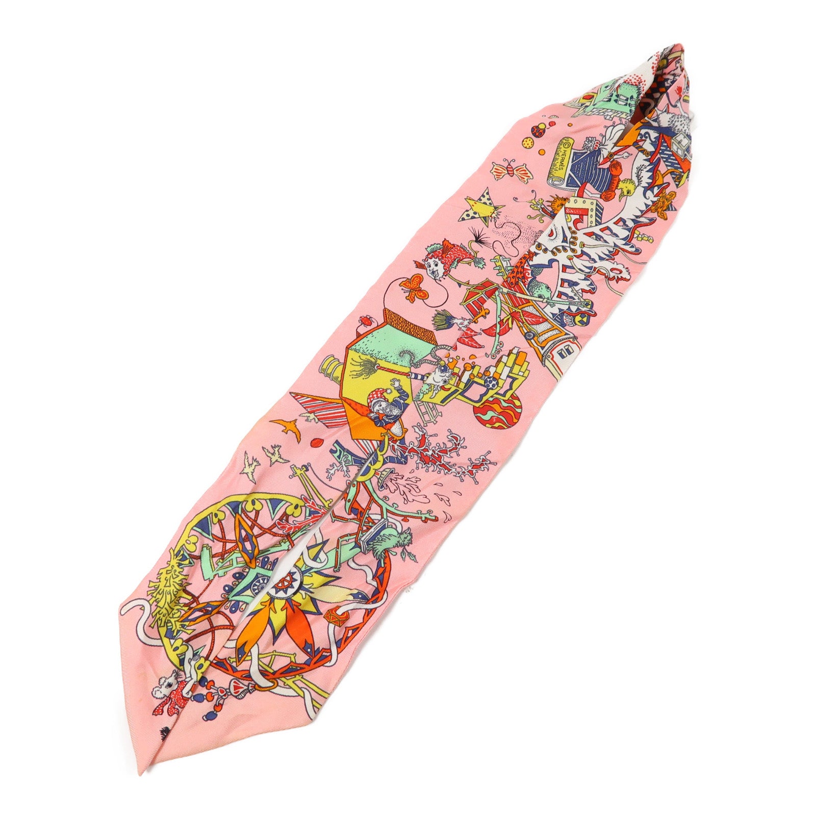 HERMES 絲質Scarf絲巾粉紅色/彩色