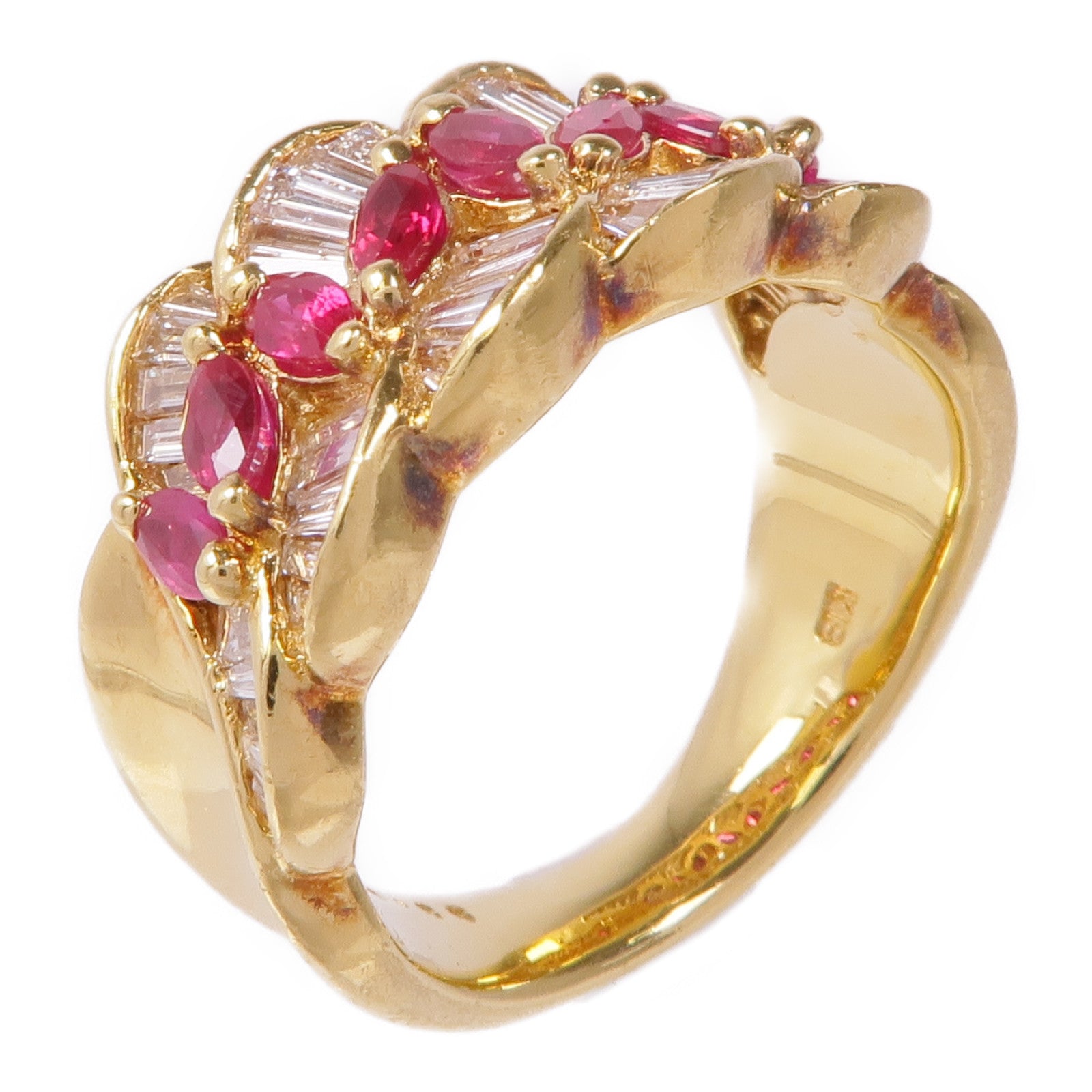 JEWELRY 【激減優惠】18K黃金Ruby Diamond Ring紅寶石/鑽石戒指US#5.5