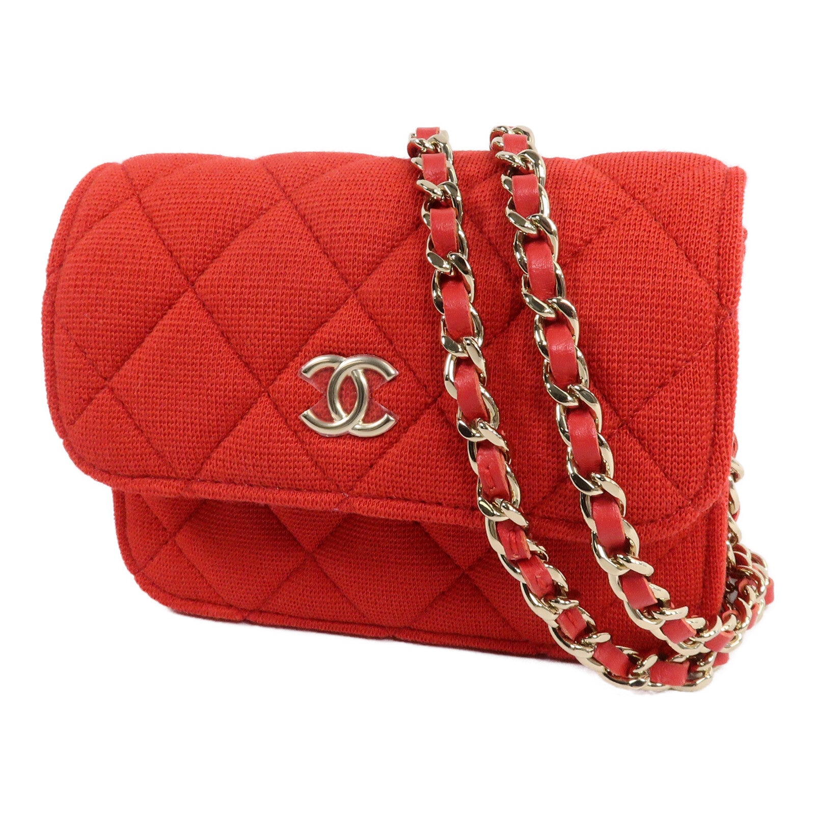 CHANEL Jersey Fabric Mini Flap Clutch With Chain鏈帶肩背袋