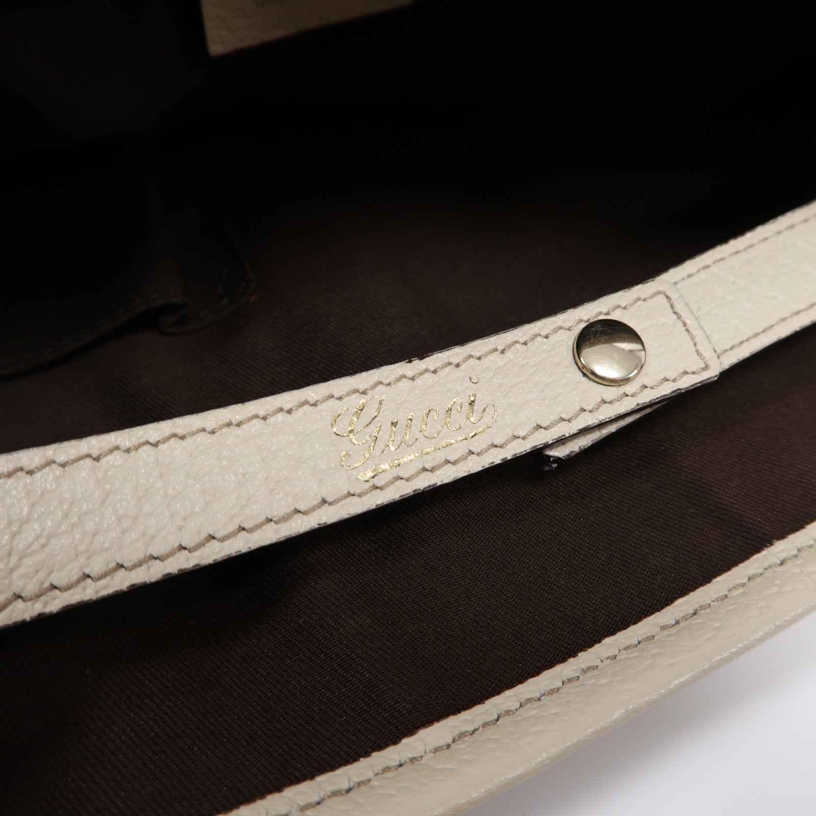 GUCCI 【激減優惠】帆布Abbey Shoulder Bag金扣肩背袋啡色/白色