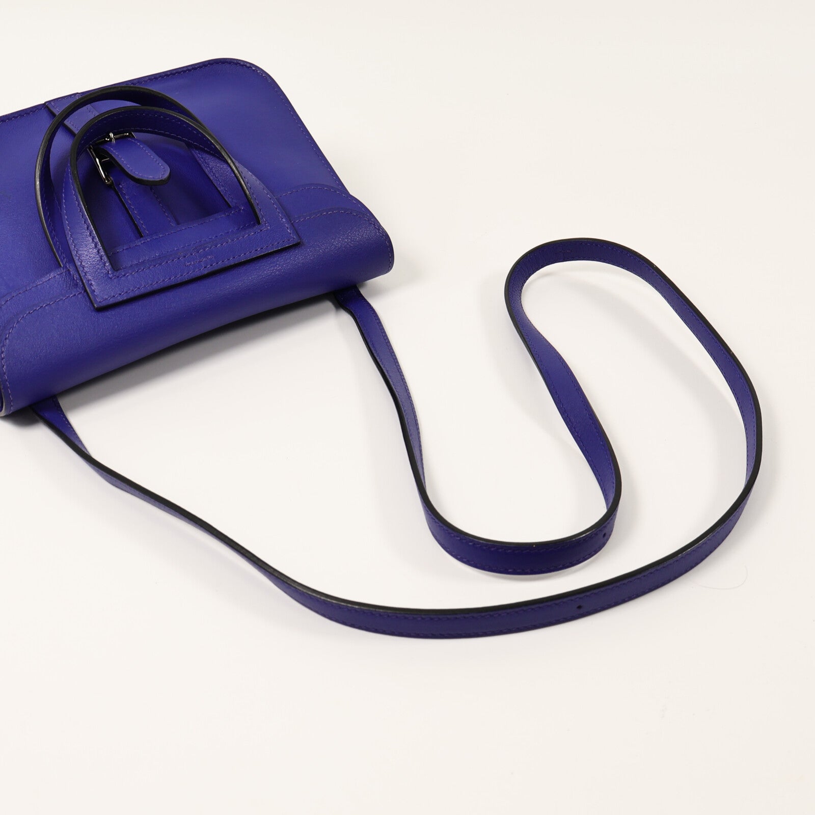 HERMES Swift皮革Mini Halzan手挽肩背兩用袋Bleu Electrique