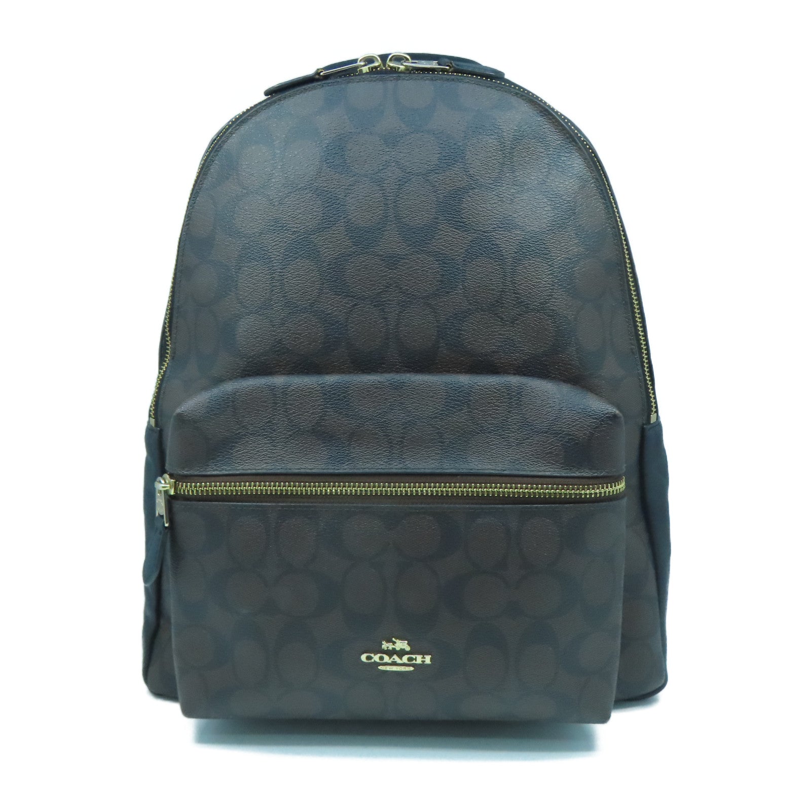 COACH 【激減優惠】塗層帆布BackPack金扣背包啡色/黑色